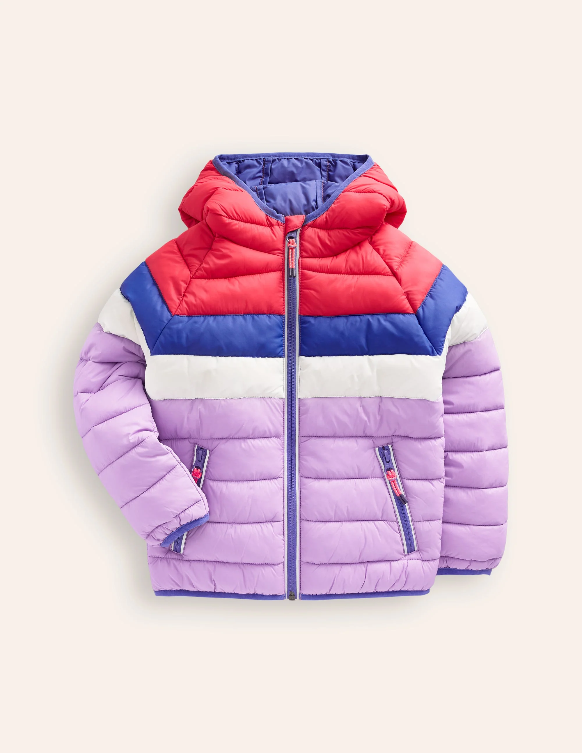 Pack-away Padded Jacket-Aster Purple Colourblock