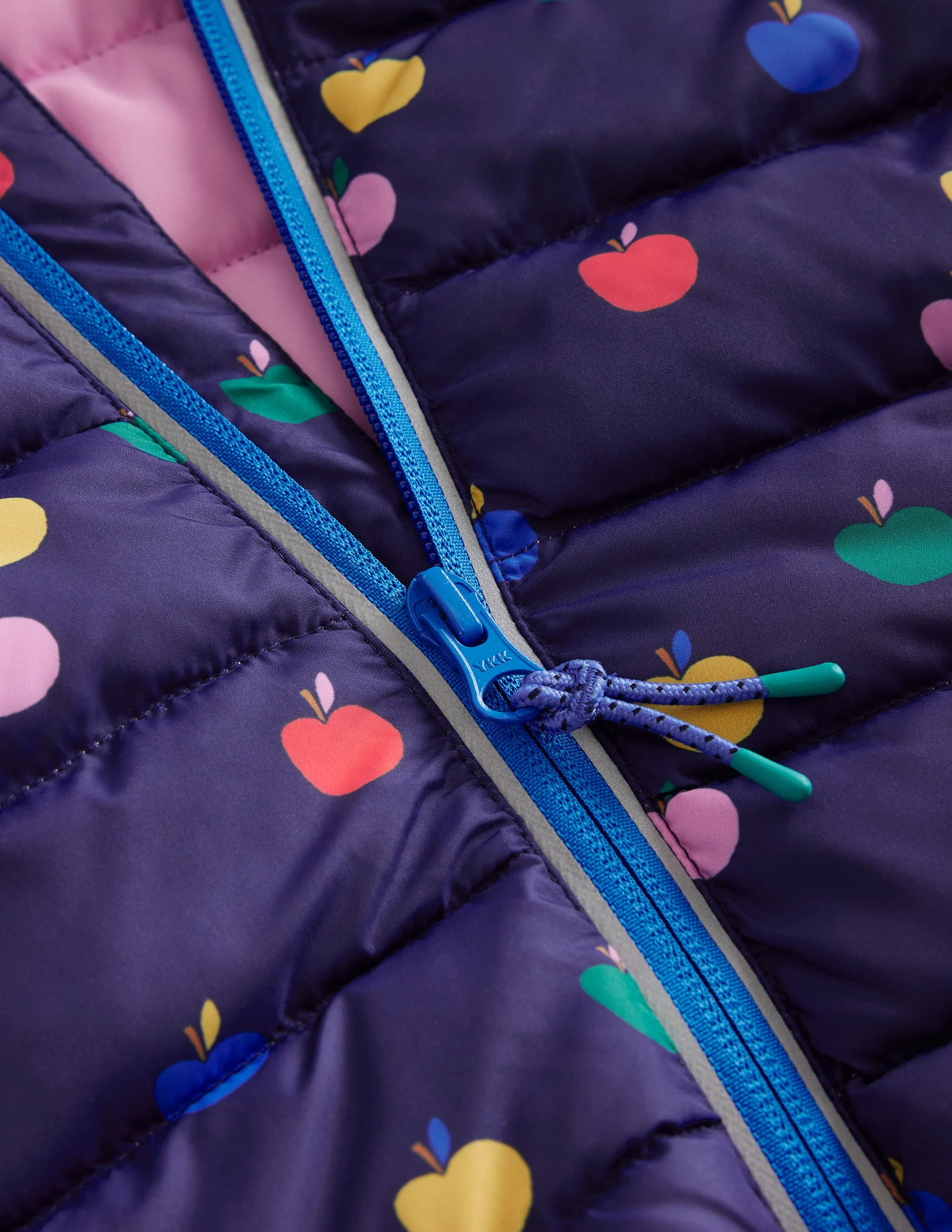 Pack-away Padded Jacket-College Navy Rainbow Apples - Image 5