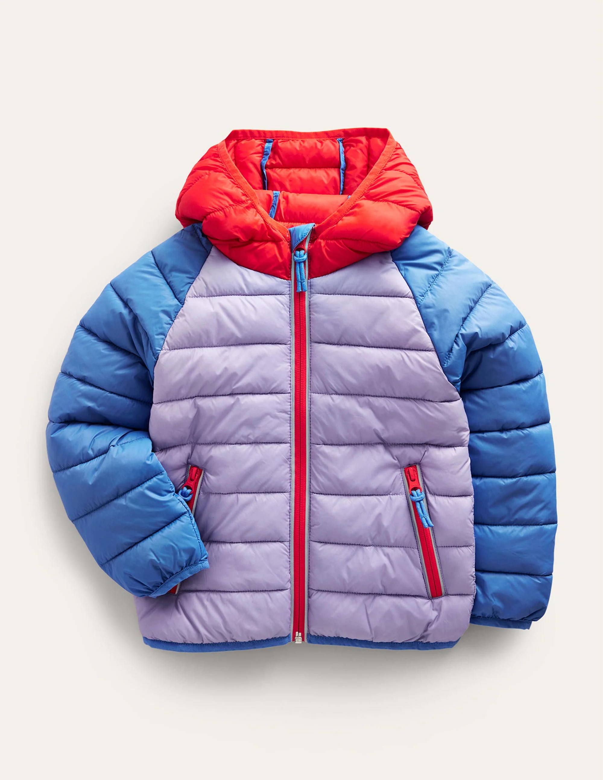 Pack-Away Padded Jacket-Lilac Colourblock