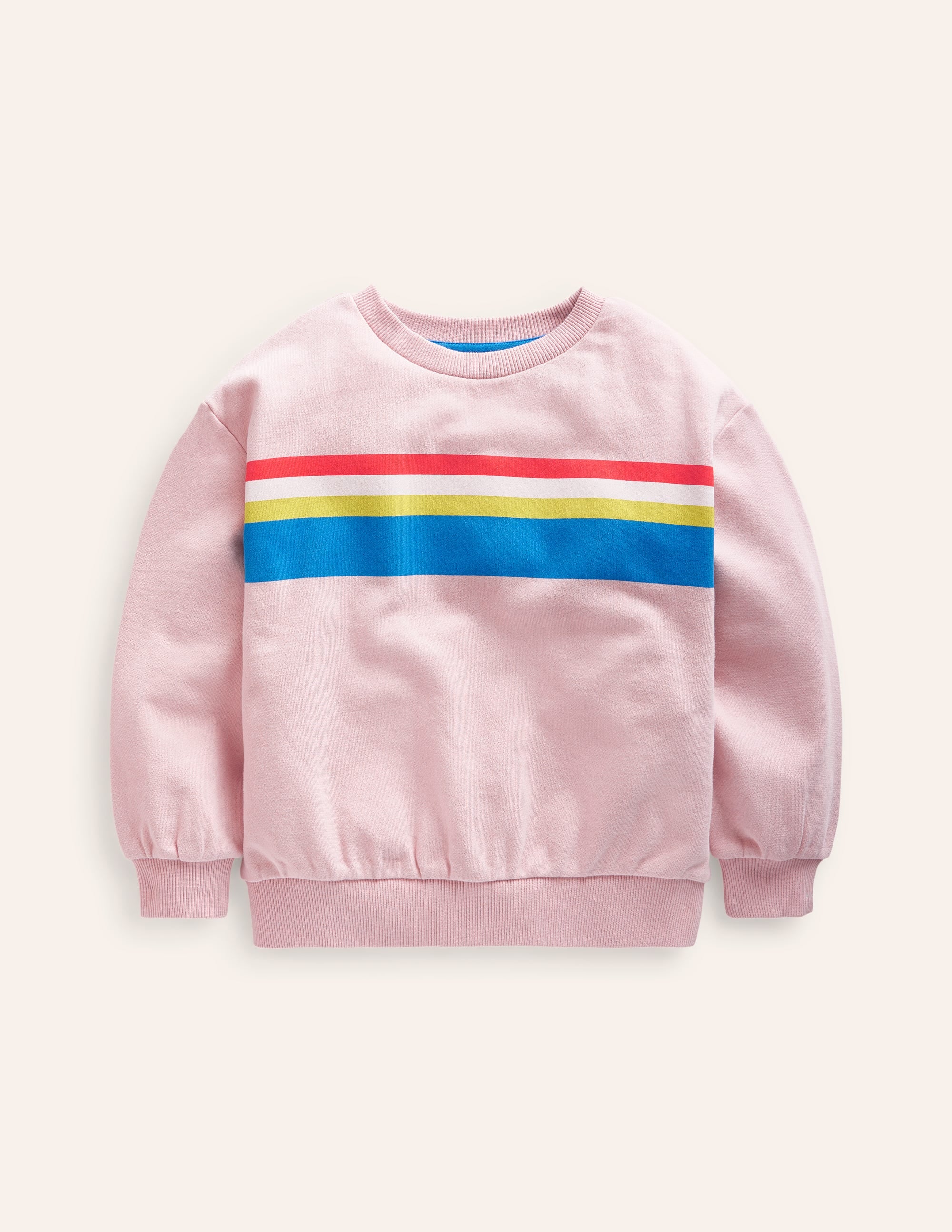 Printed Stripe Sweatshirt-Ballet Pink Multi Chest Stripe