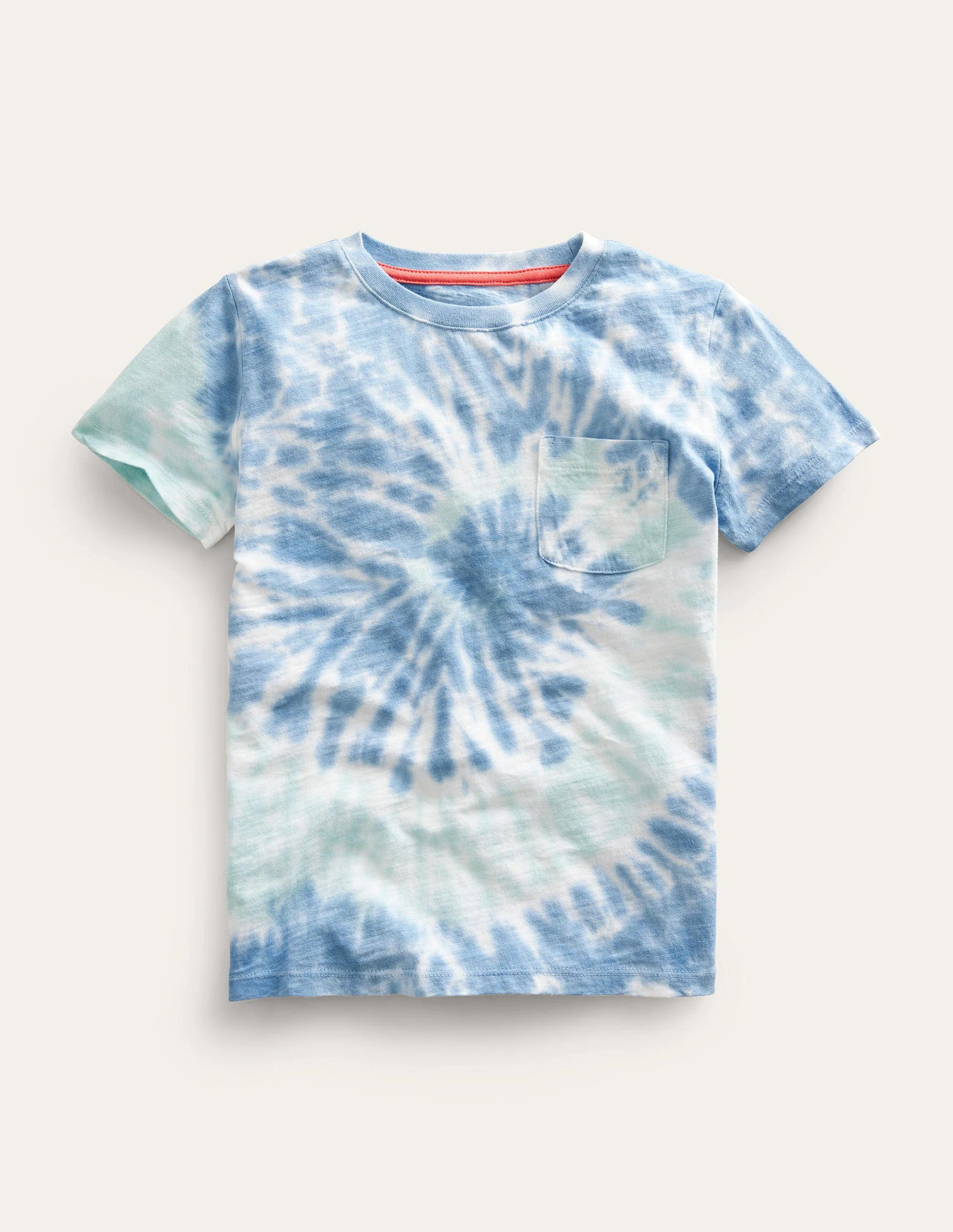 Printed Washed Slub T-shirt-Blue Tie Dye