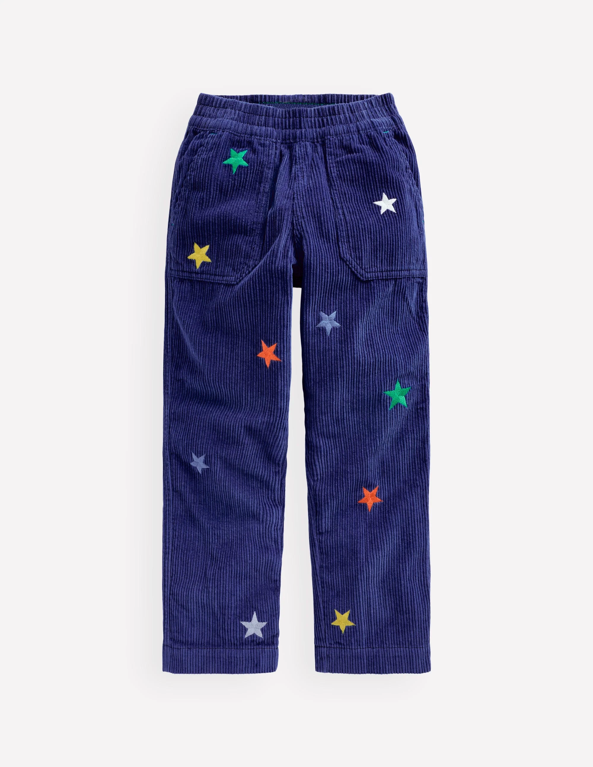 Pull-on Cord Pants-Sapphire Blue Star