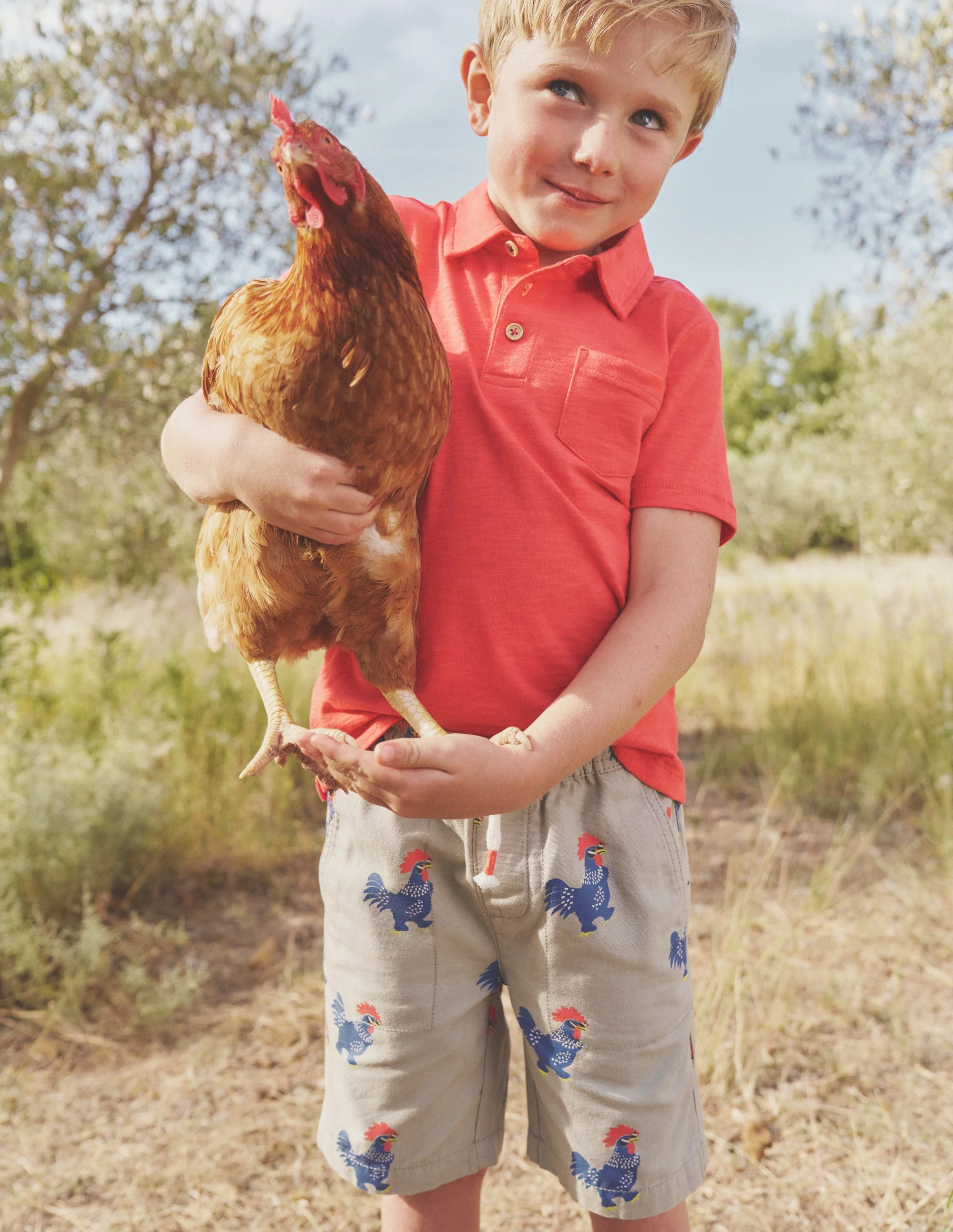 Pull-on Drawstring Shorts-Pottery Green Chicken - Image 4