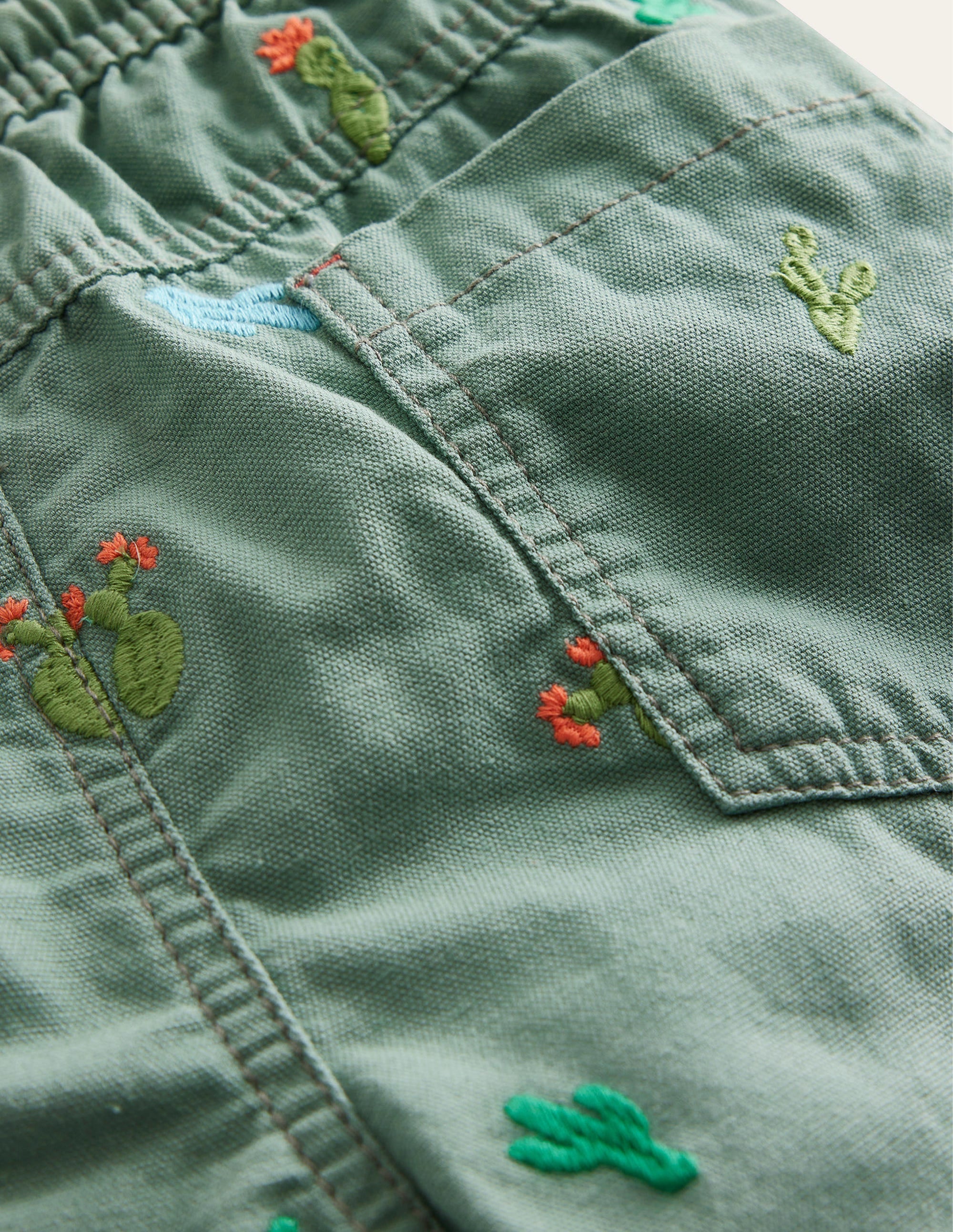 Pull-on Drawstring Shorts-Pottery Green Micro Cactus - Image 3