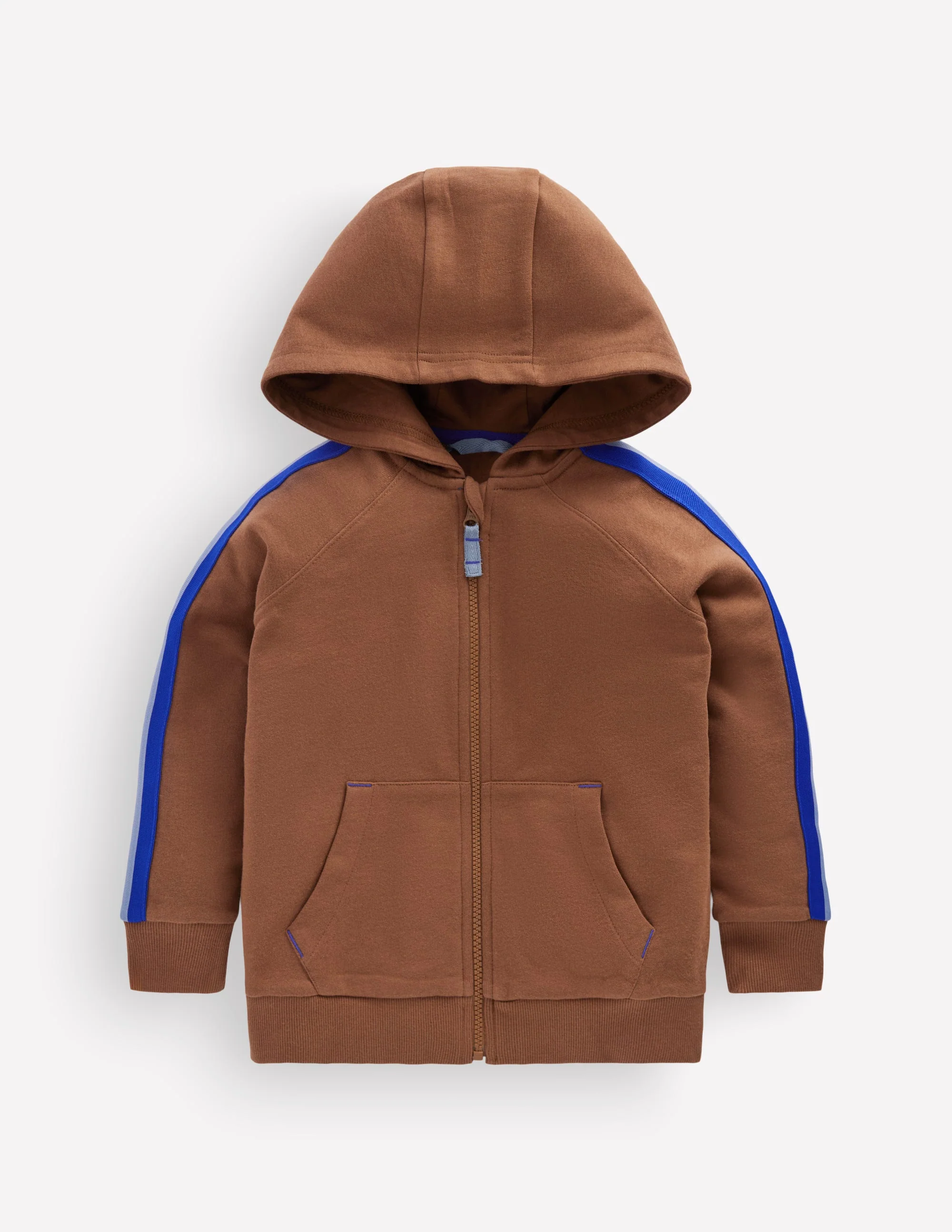 Raglan Zip-through Hoody-Brown