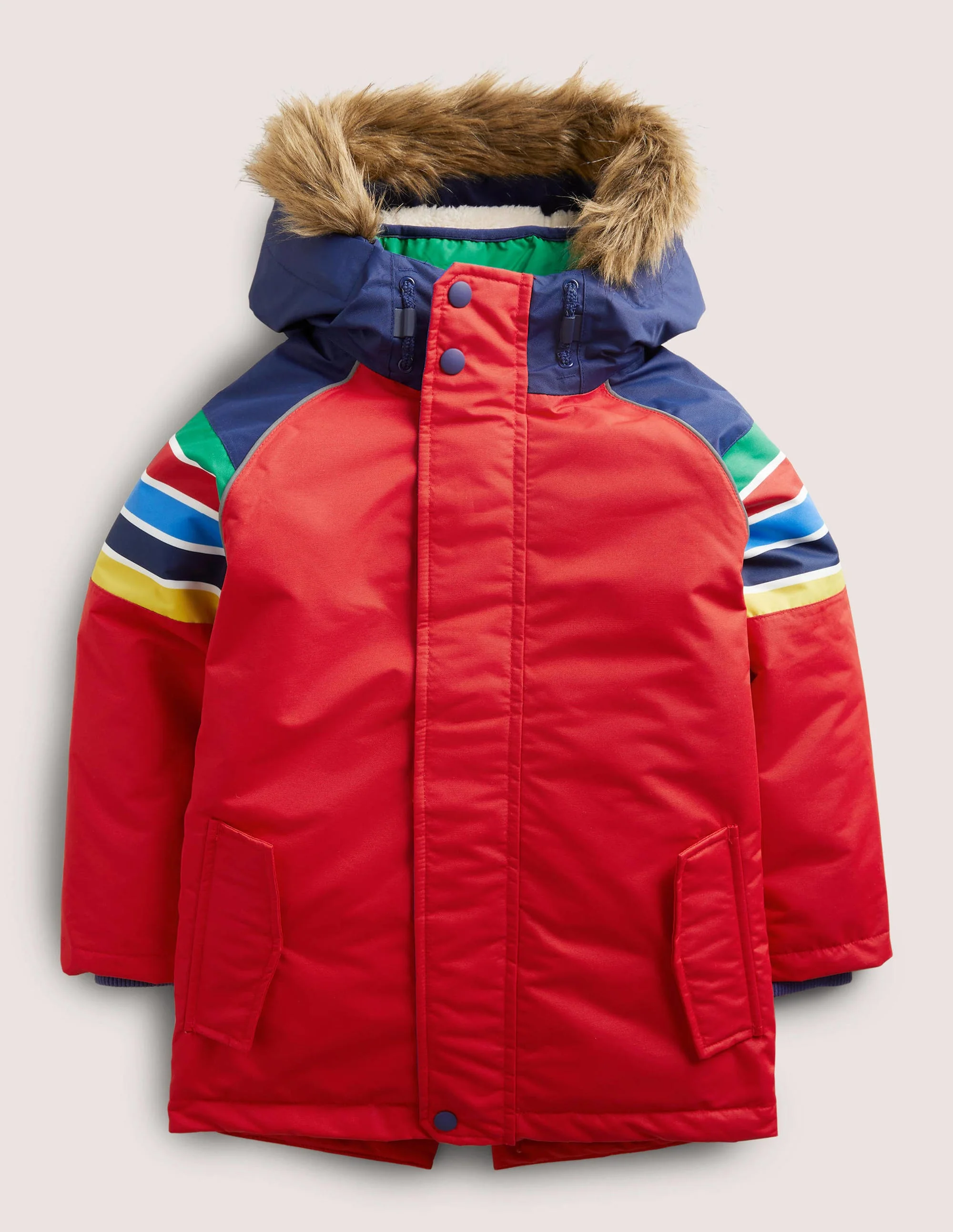 Red Rainbow 4-in-1 Waterproof Parka-Rockabilly Red Rainbow