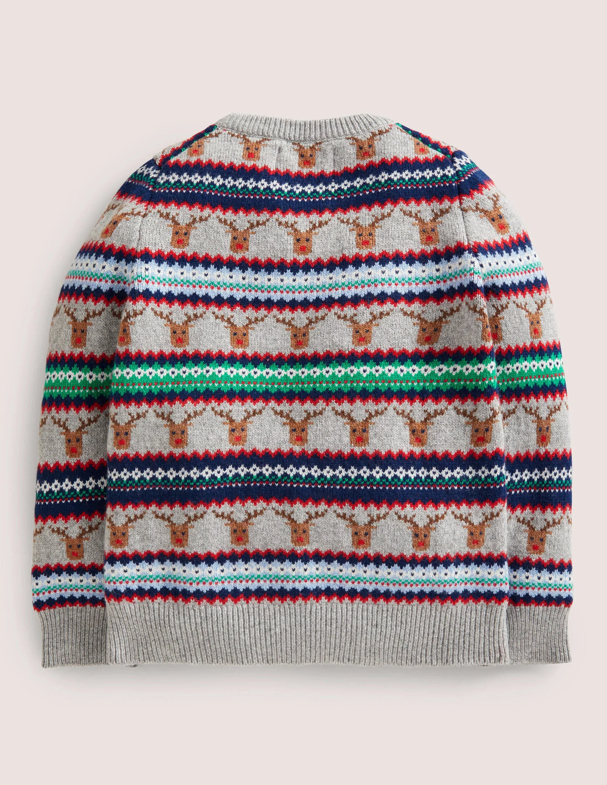 Reindeer Fair Isle Sweater-Grey Marl - Image 2