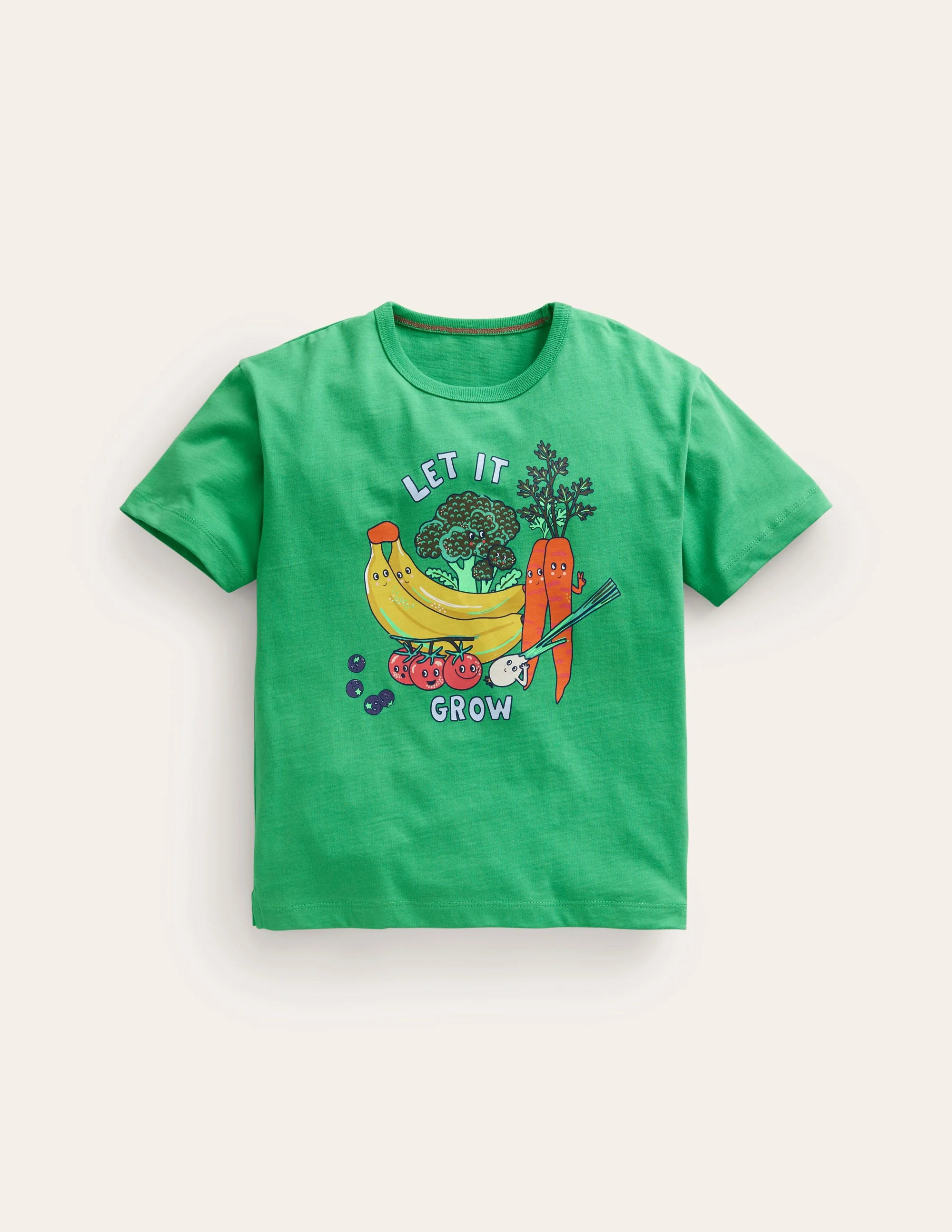 Relaxed Printed T-Shirt-Pea Green Veggies