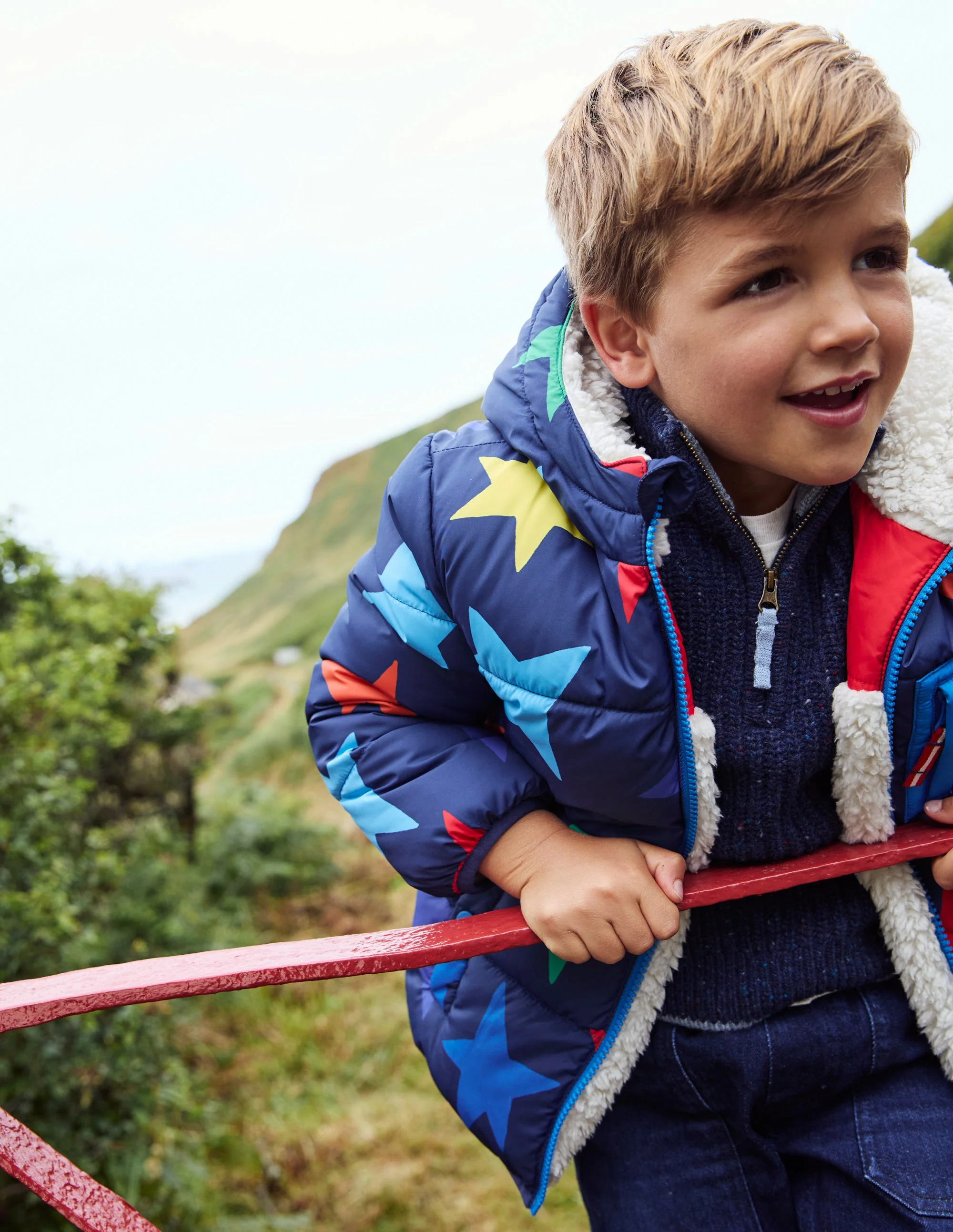 Reversible Cosy Borg Coat-Multi Star - Image 6