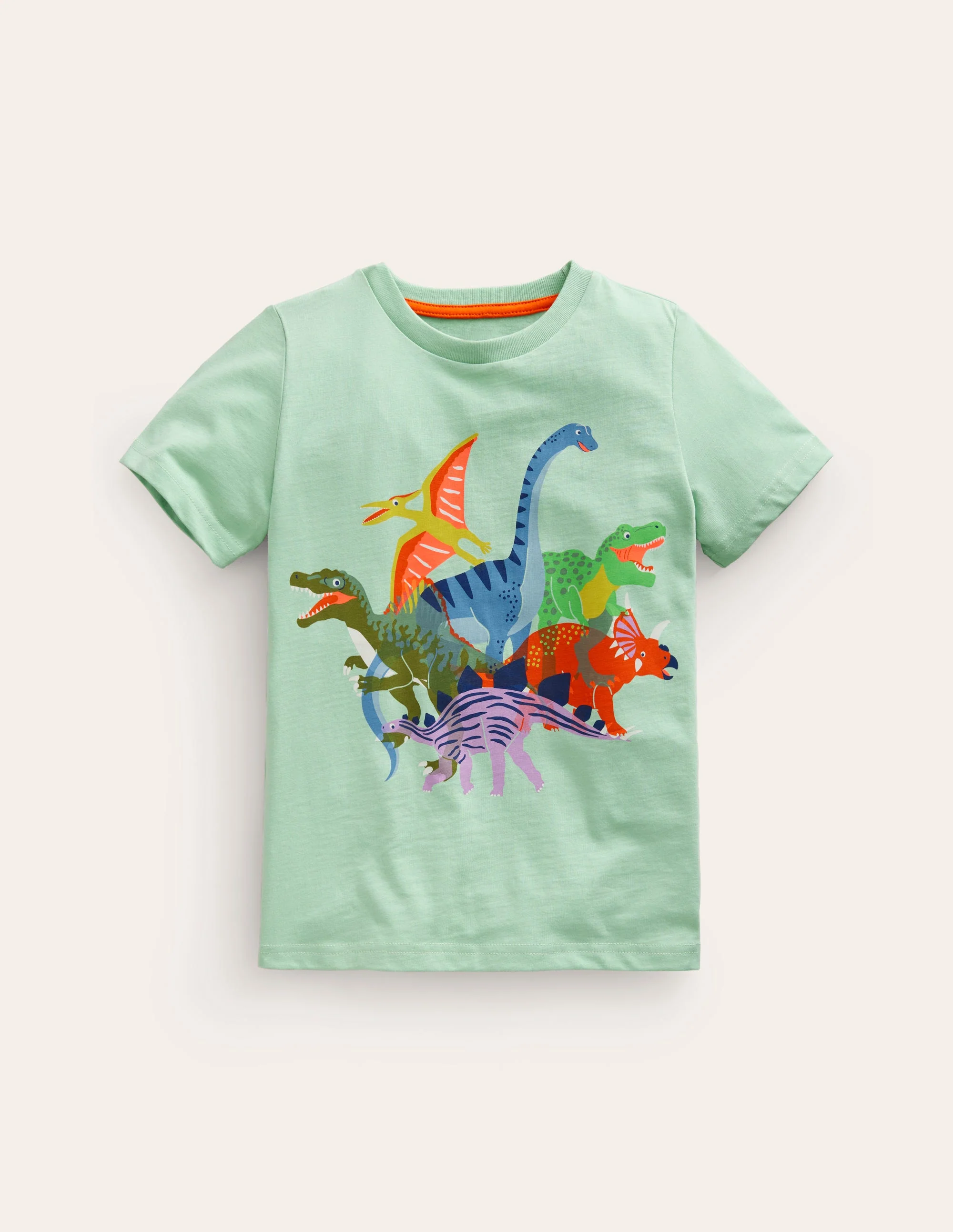Riso Printed T-shirt-Pistachio Green Dinos
