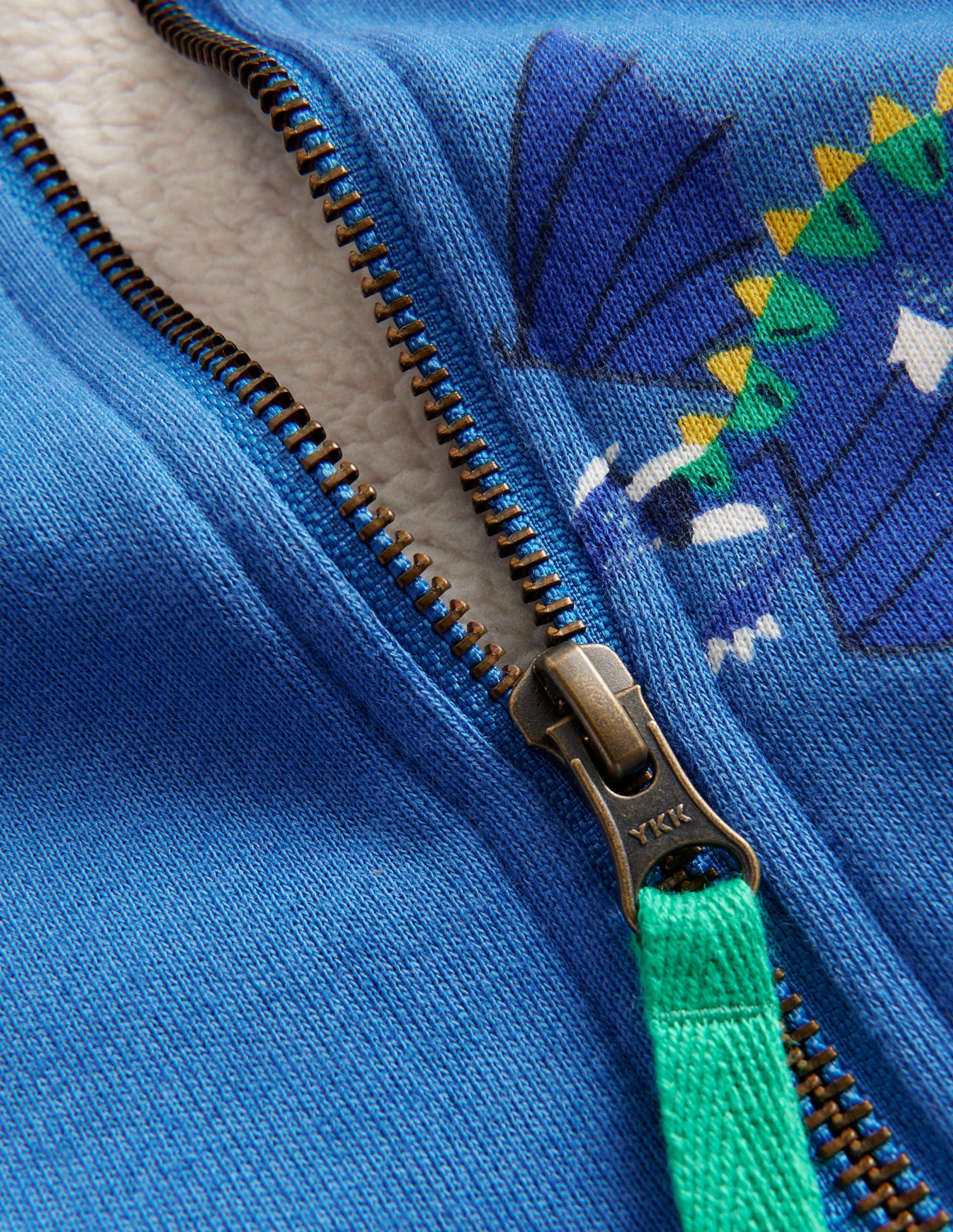 Shaggy-Lined Printed Hoodie-Bluejay - Image 3