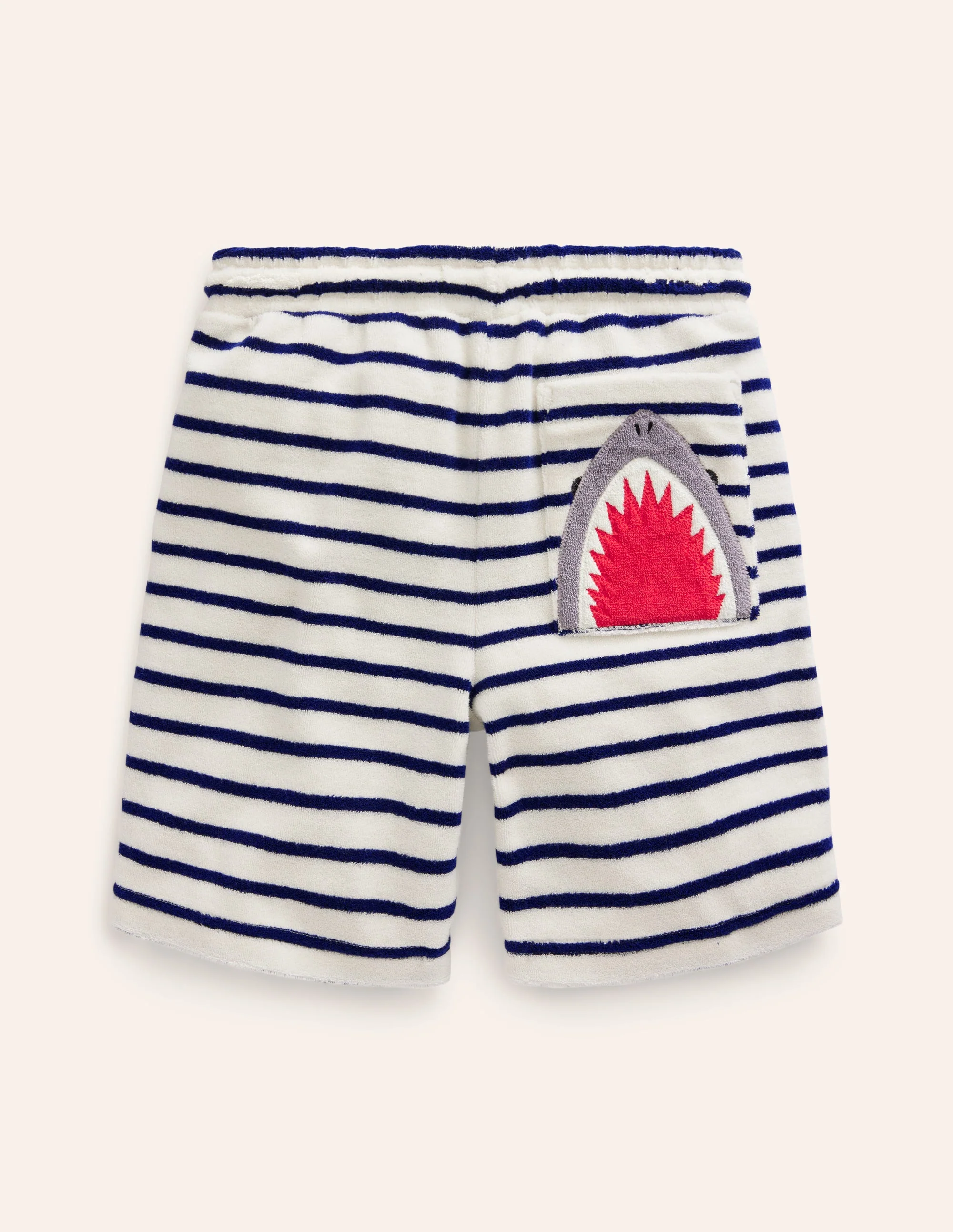 Shark Towelling Shorts-Greek Blue/ Ivory Stripe - Image 2
