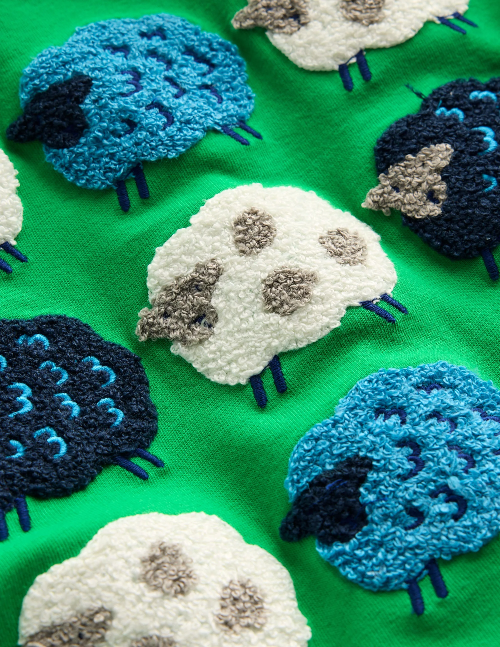 Short Sleeve Bouclé T-shirt-Sapling Green Sheep - Image 3