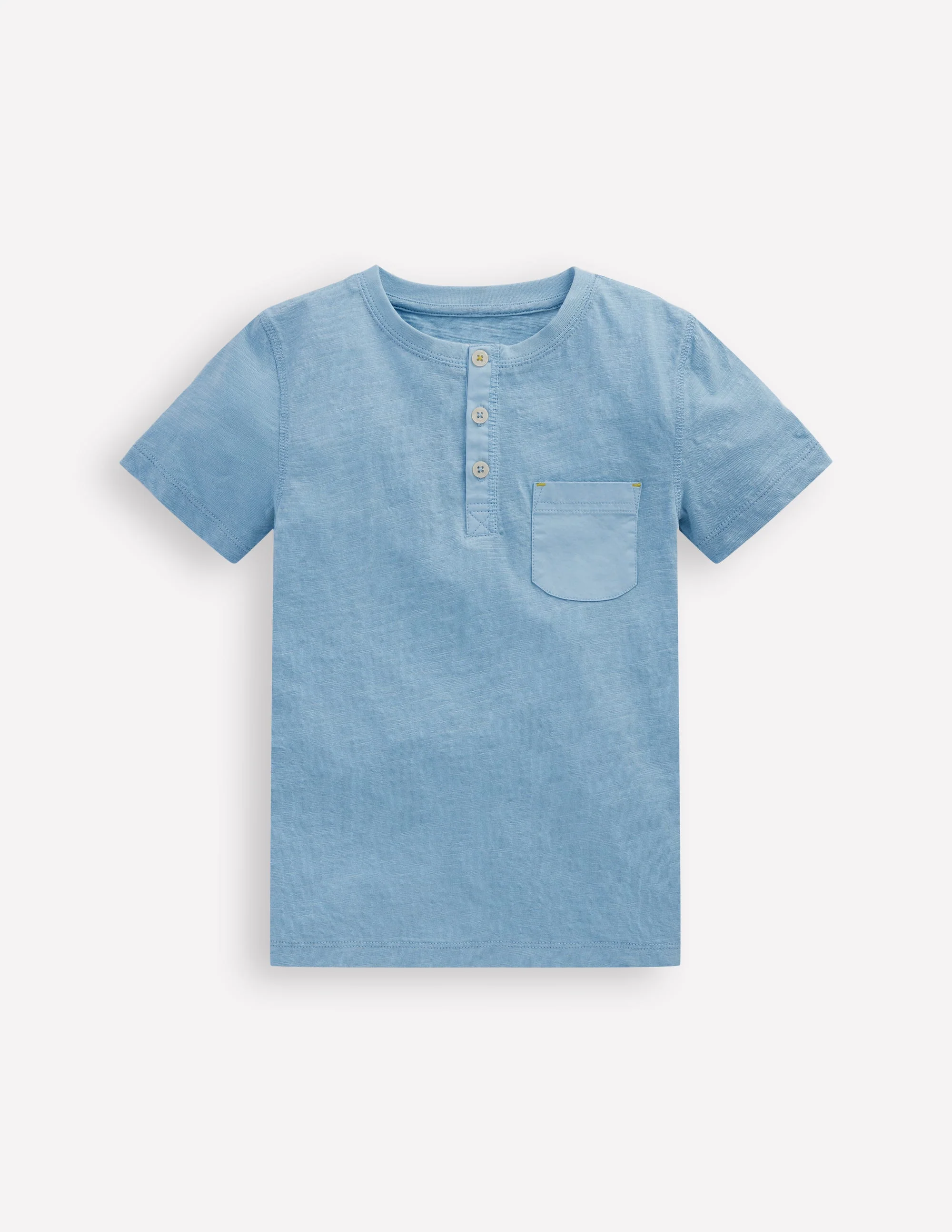 Short Sleeve Henley T-Shirt-Glacier Blue