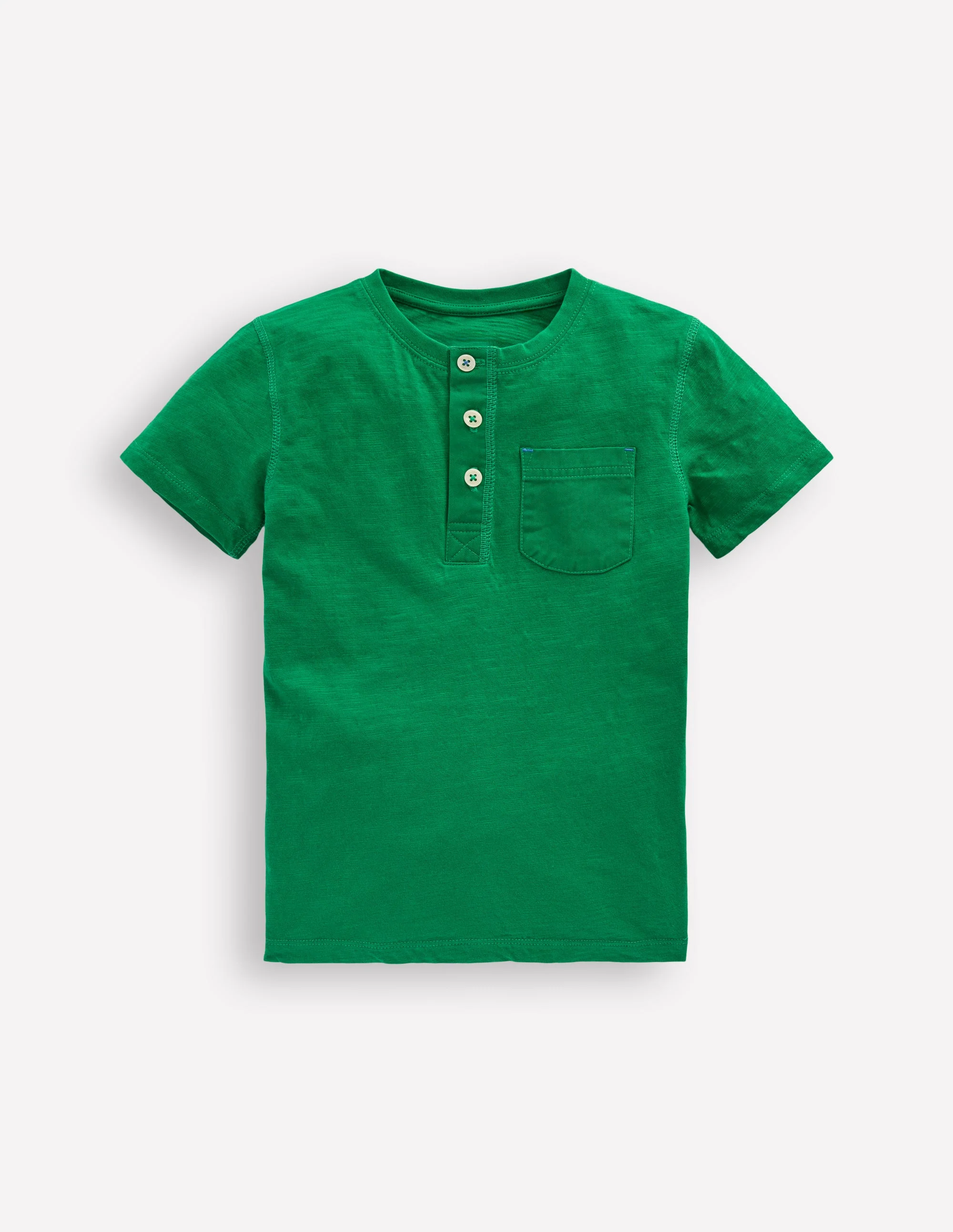 Short Sleeve Henley T-Shirt-Rich Emerald