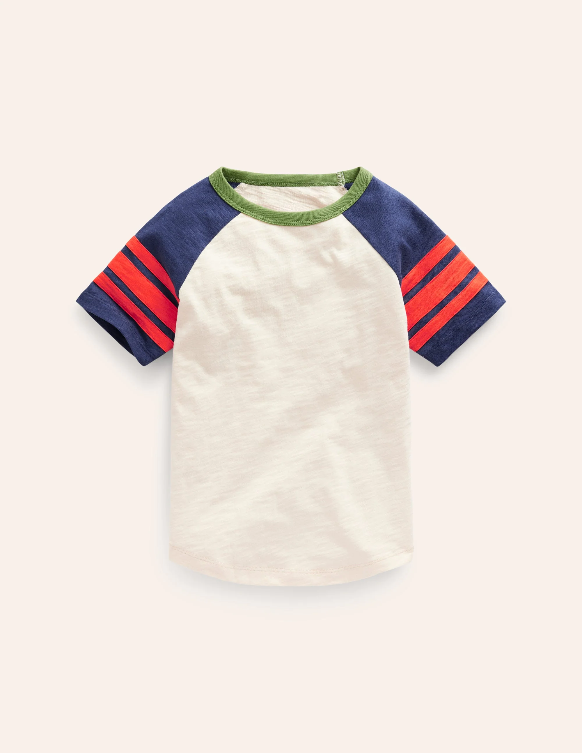 Short Sleeve Raglan T-shirt-Calico/College Navy