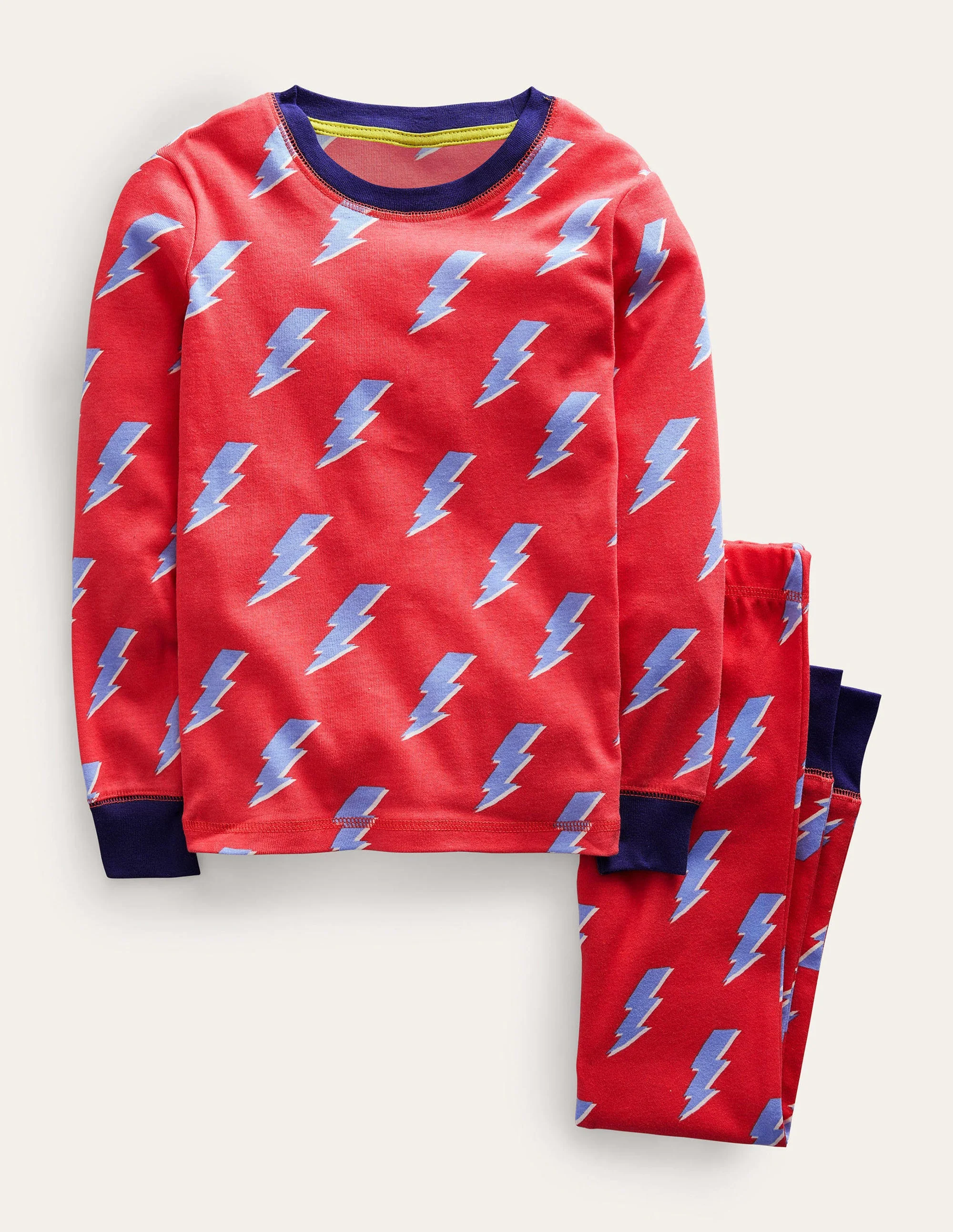 Single Glow-in-the-dark Pajama-Red Lightening Bolt