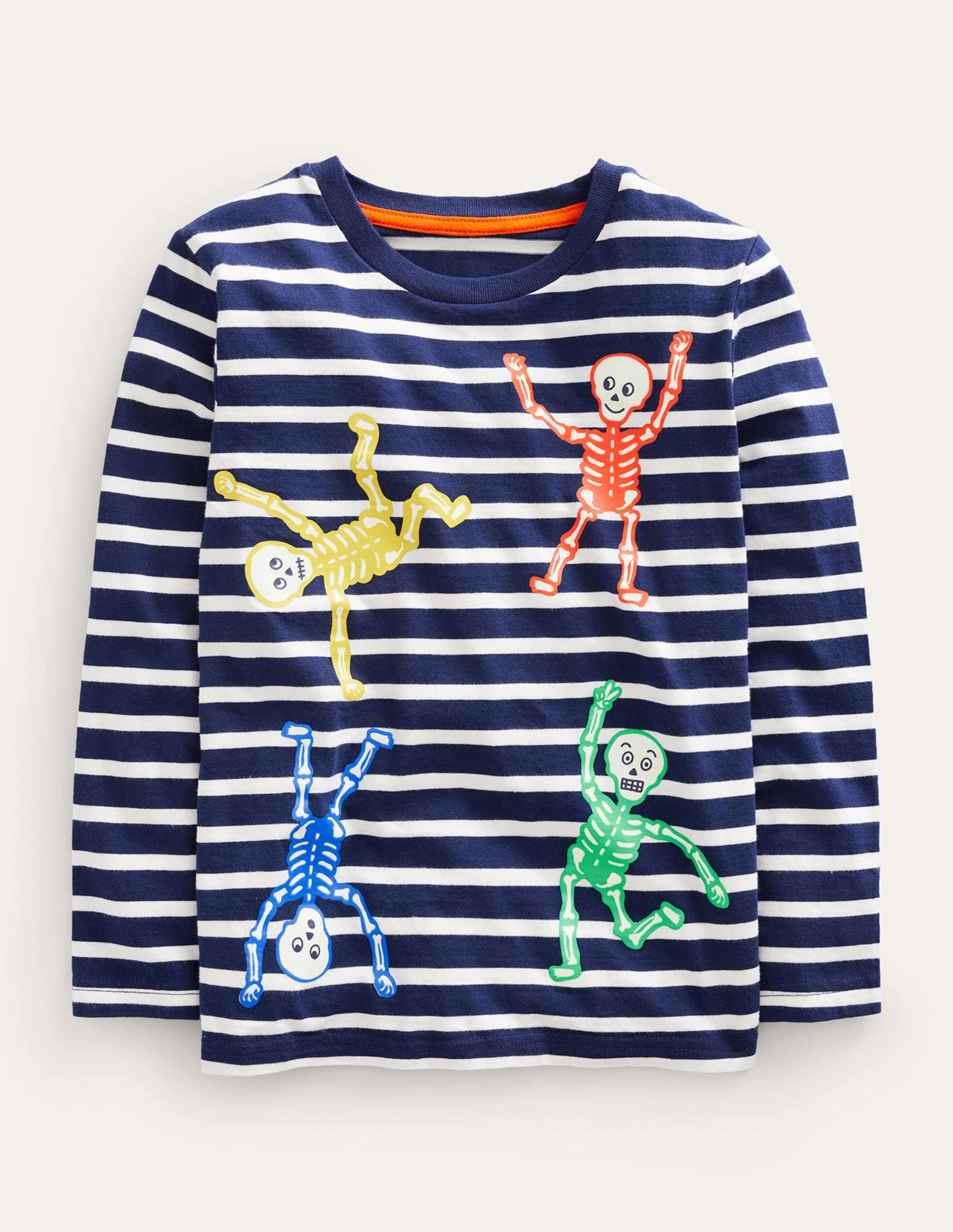 Skeleton Halloween T-shirt-College Navy Skeletons