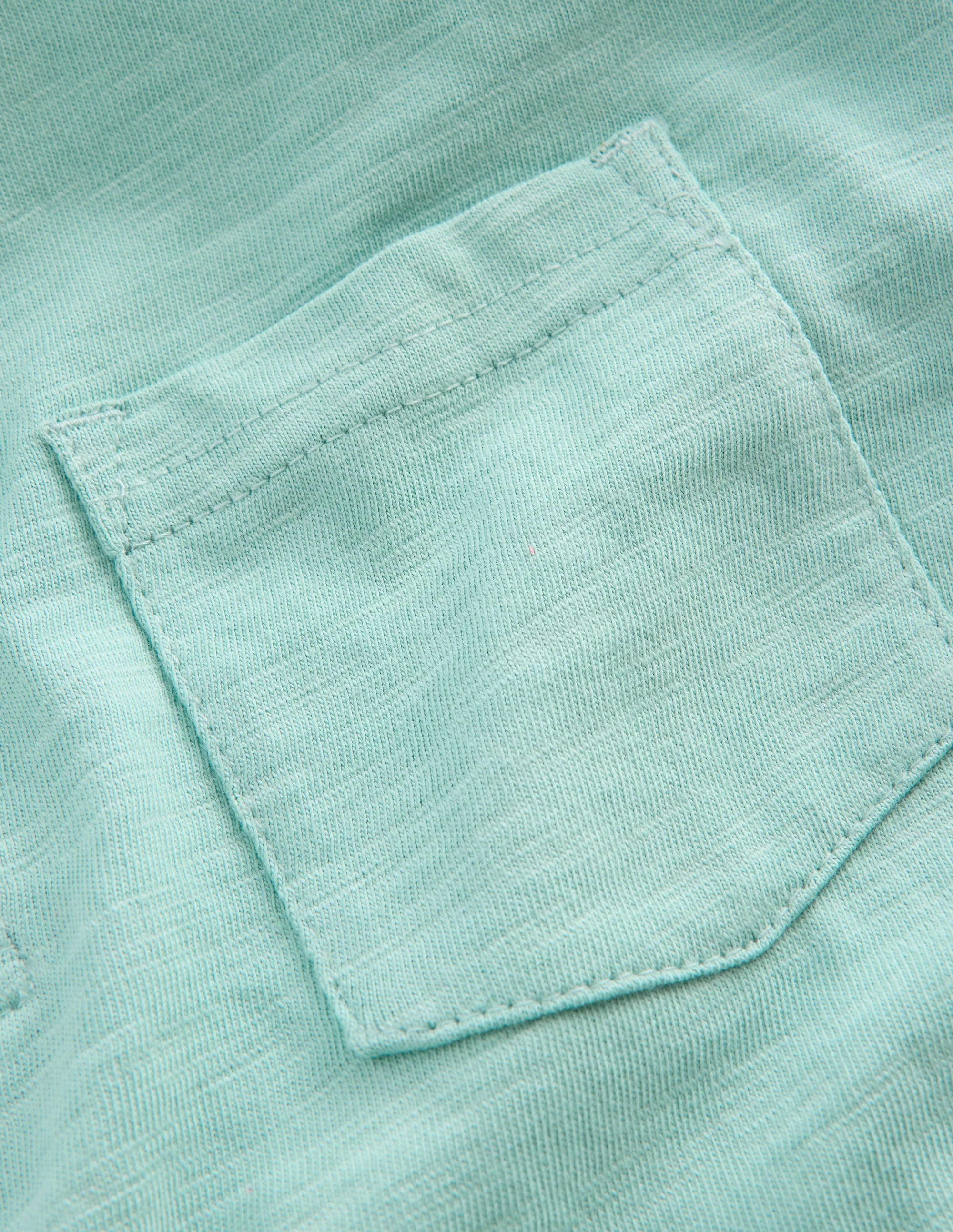 Slub Polo Shirt-Aqua Sea Blue - Image 3