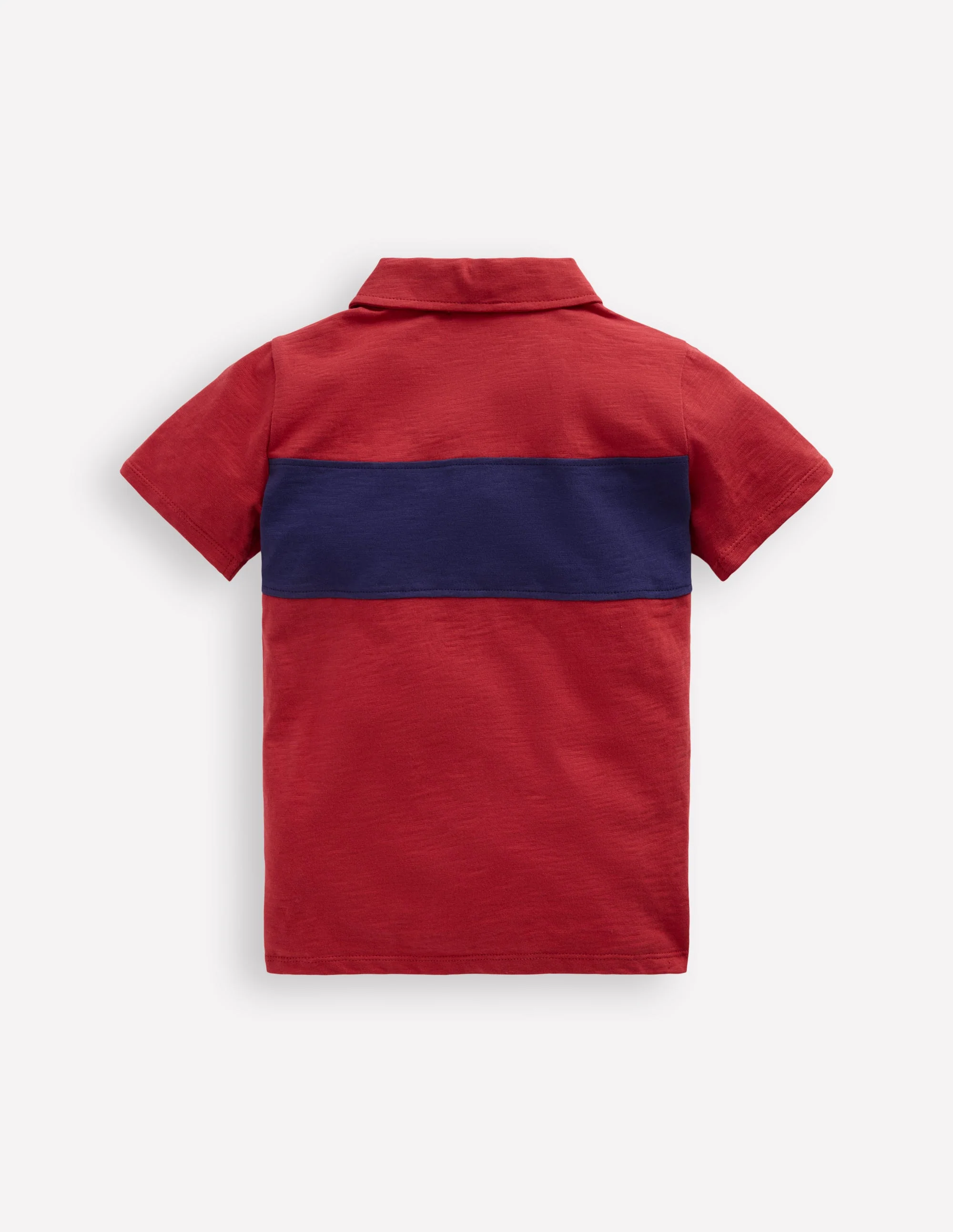 Slub Polo Shirt-Jam Red / College Navy - Image 3
