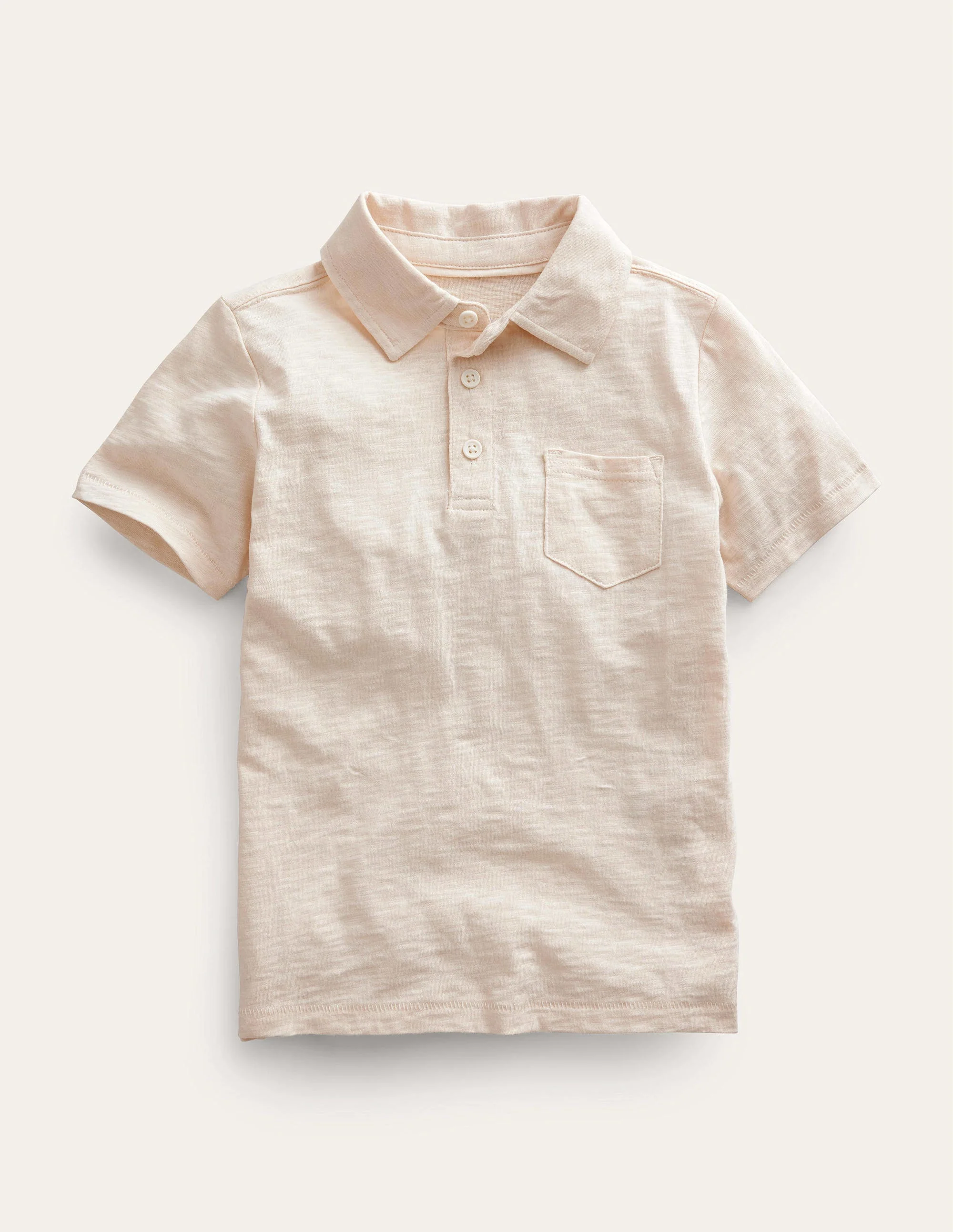 Slub Polo Shirt-Vanilla Pod White