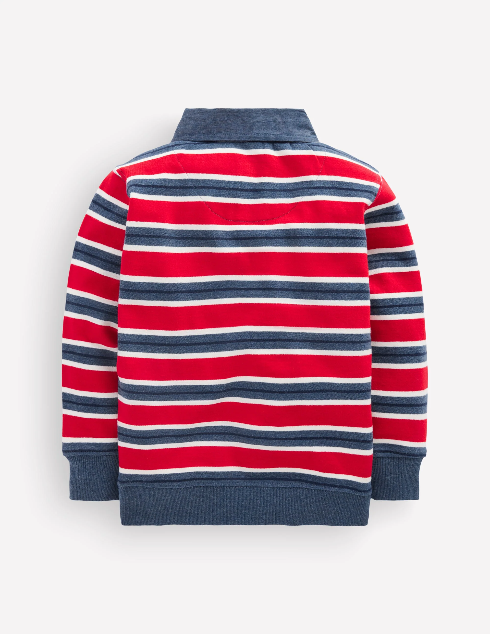 Smart Collared Sweatshirt-Blood Orange / Navy Marl - Image 3
