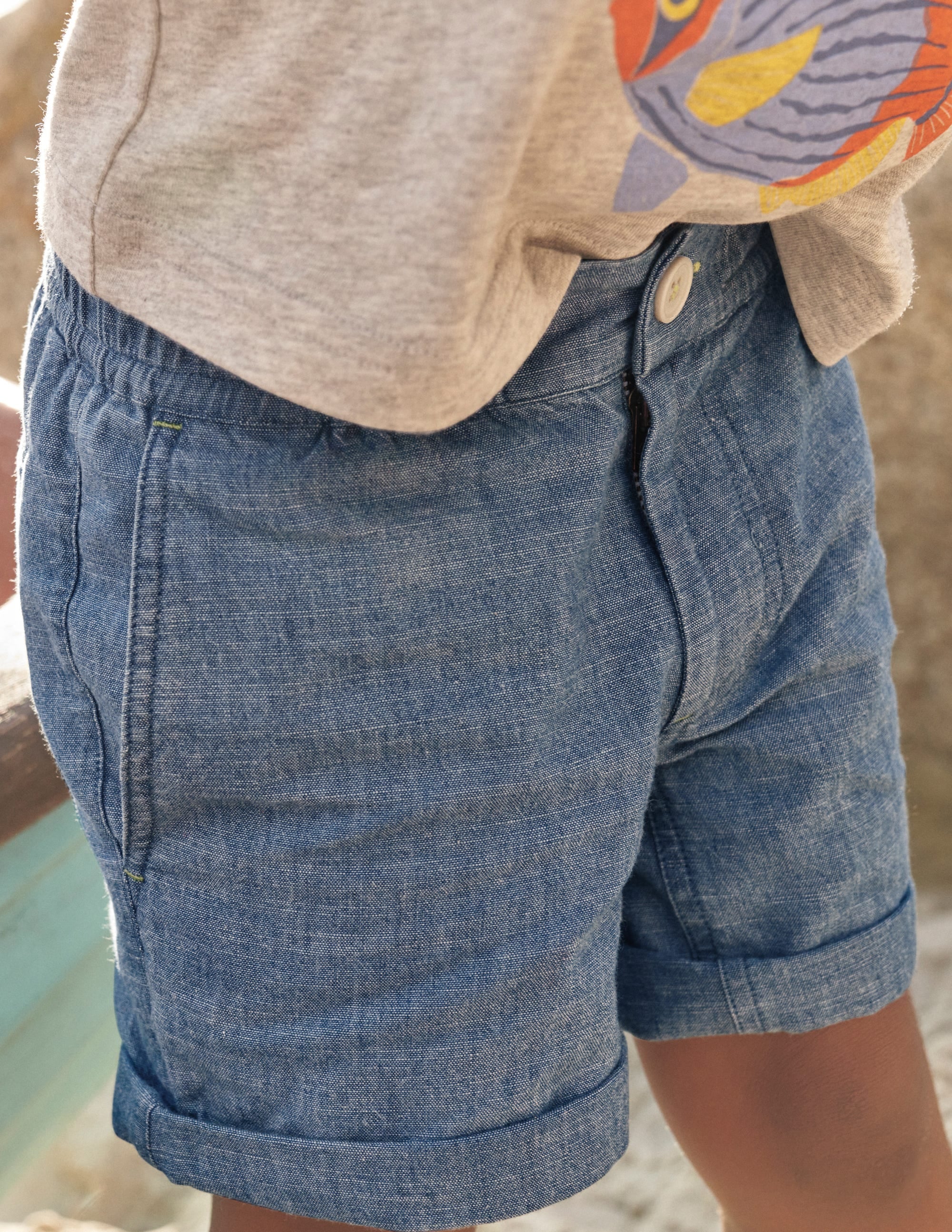 Smart Roll-Up Shorts-Dark Chambray - Image 4