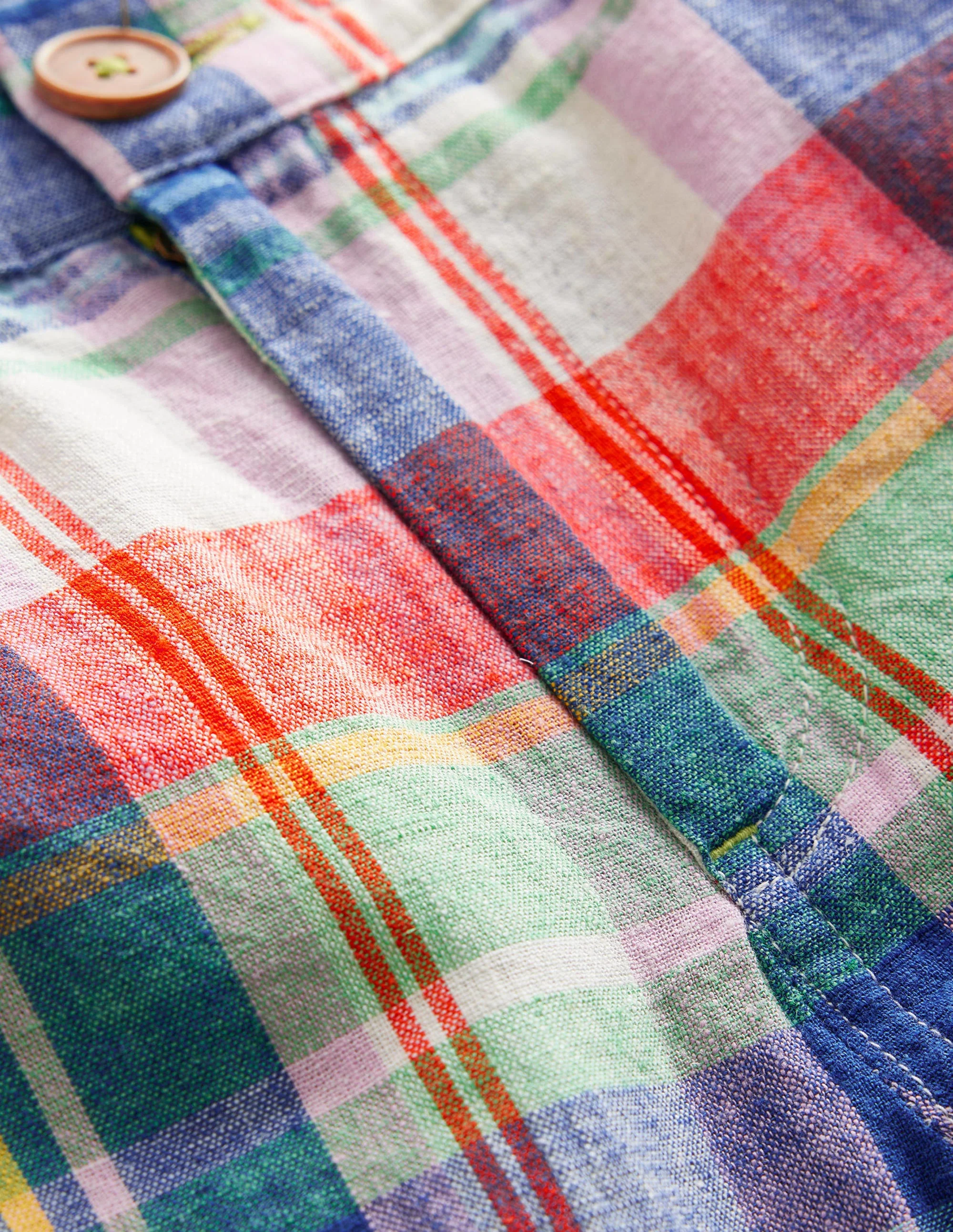 Smart Roll-Up Shorts-Fire Opal/ Green Madras - Image 3