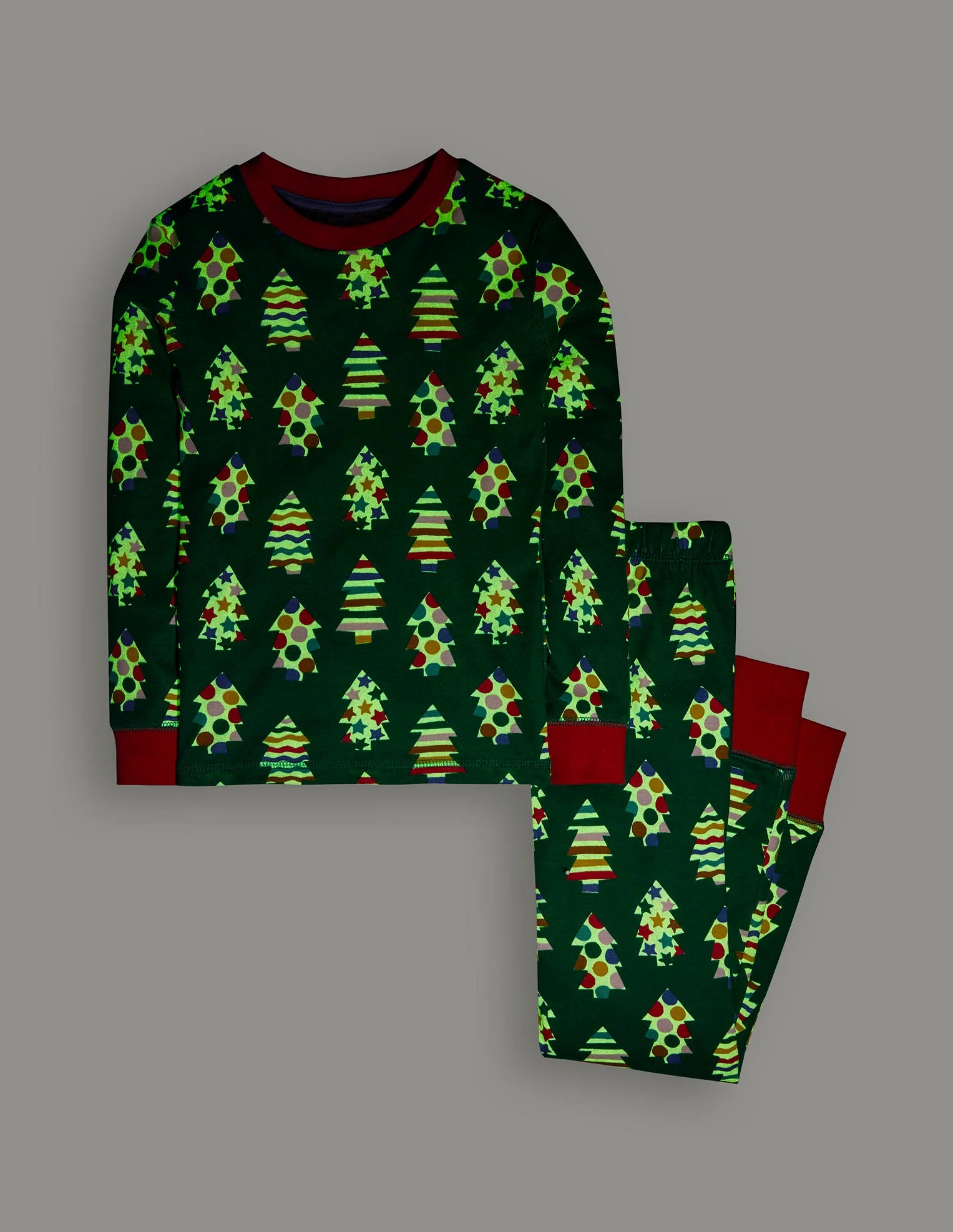 Snug Glow-In-The-Dark Pajamas-Christmas Trees - Image 4
