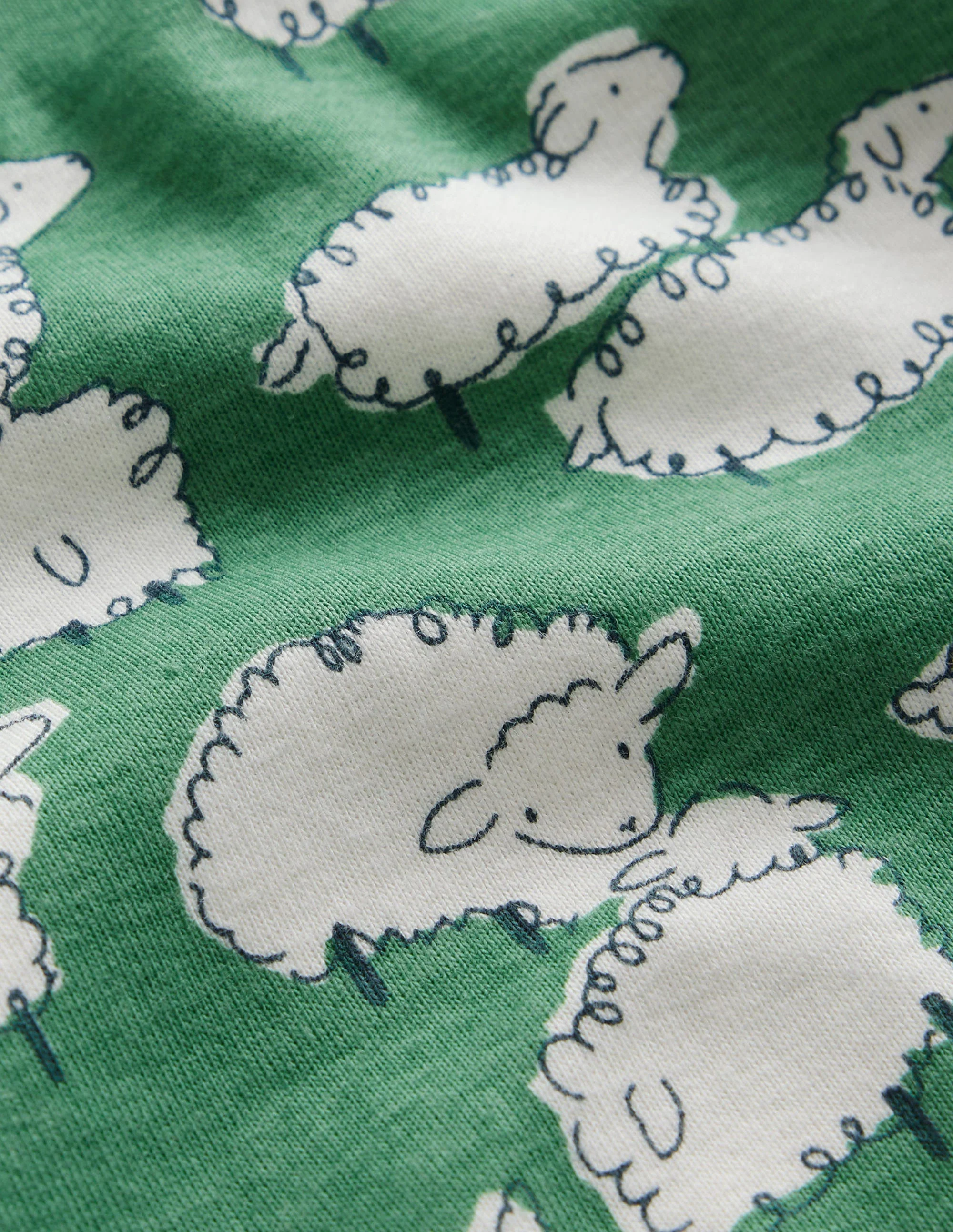 Snug Long John Pajamas-Aloe Green Sheep - Image 3