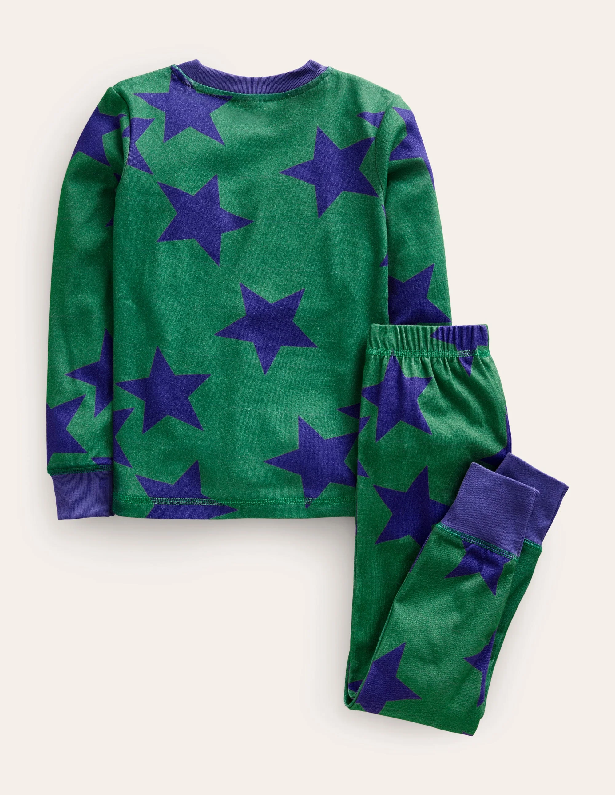 Snug Long John Pajamas-Deep Green/Navy Star - Image 2