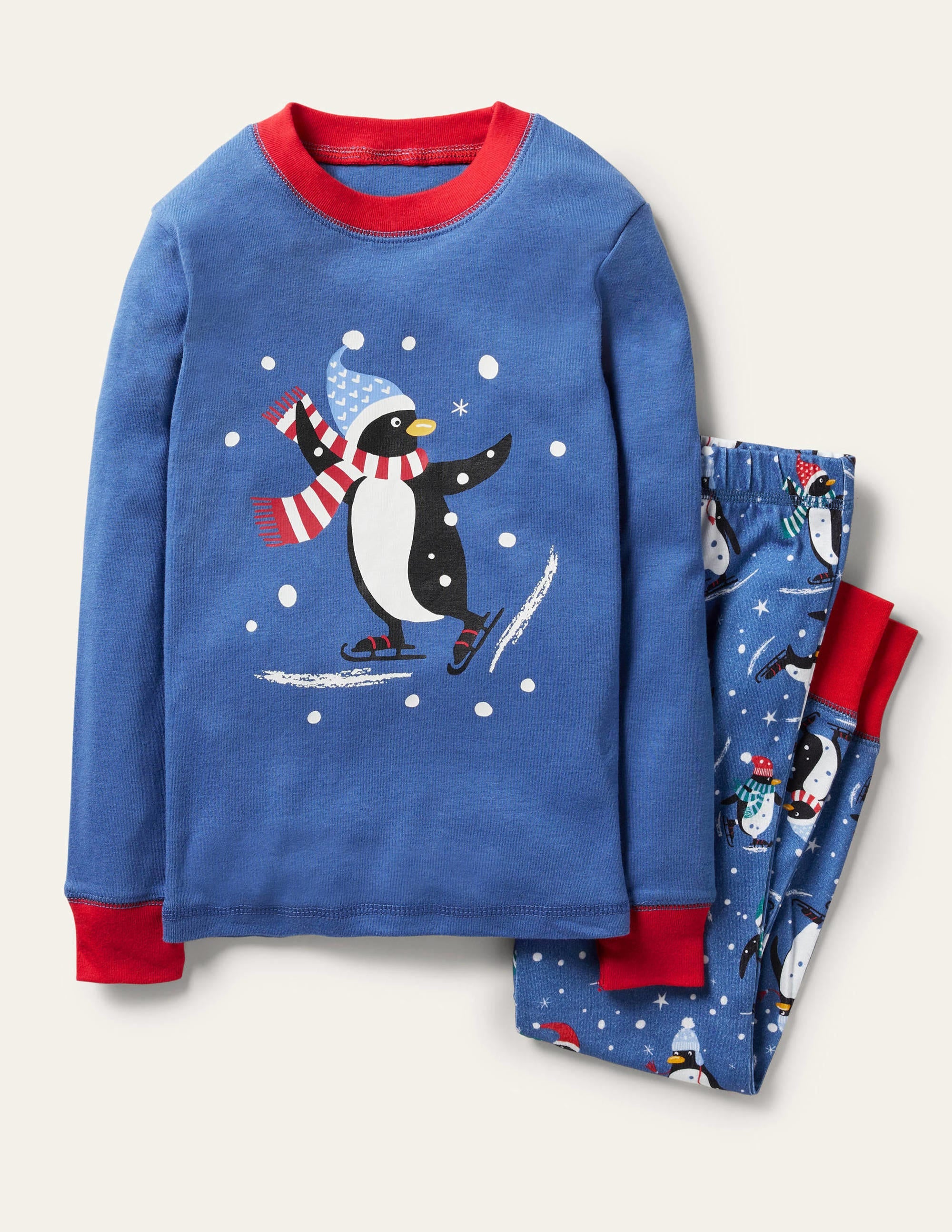 Snug Long John Pajamas-Elizabethan Blue Penguins