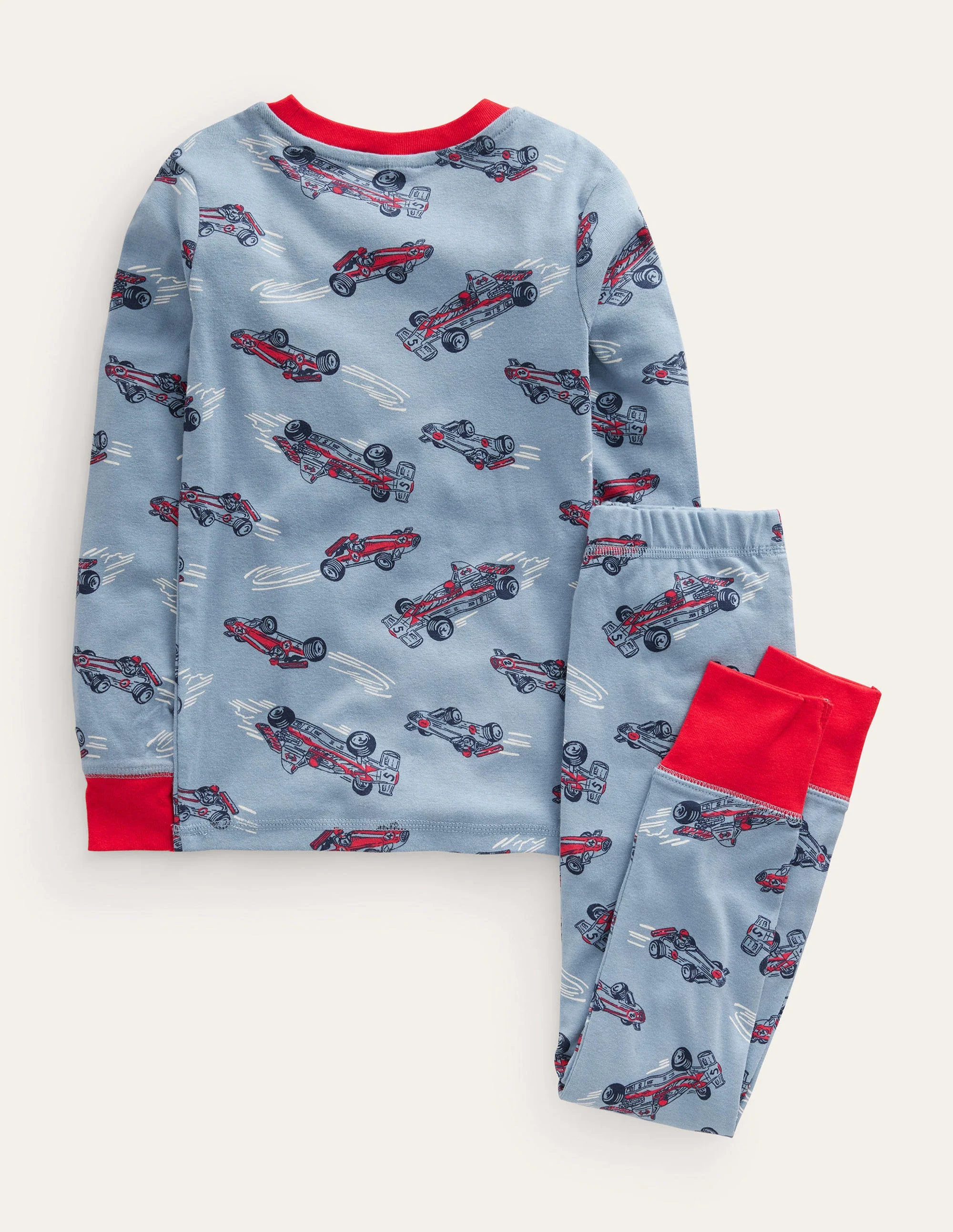 Snug Long John Pajamas-Pebble Blue Race Car - Image 2