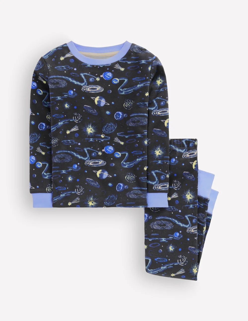 Snug Long John Pajamas-Shadow Grey Constellation