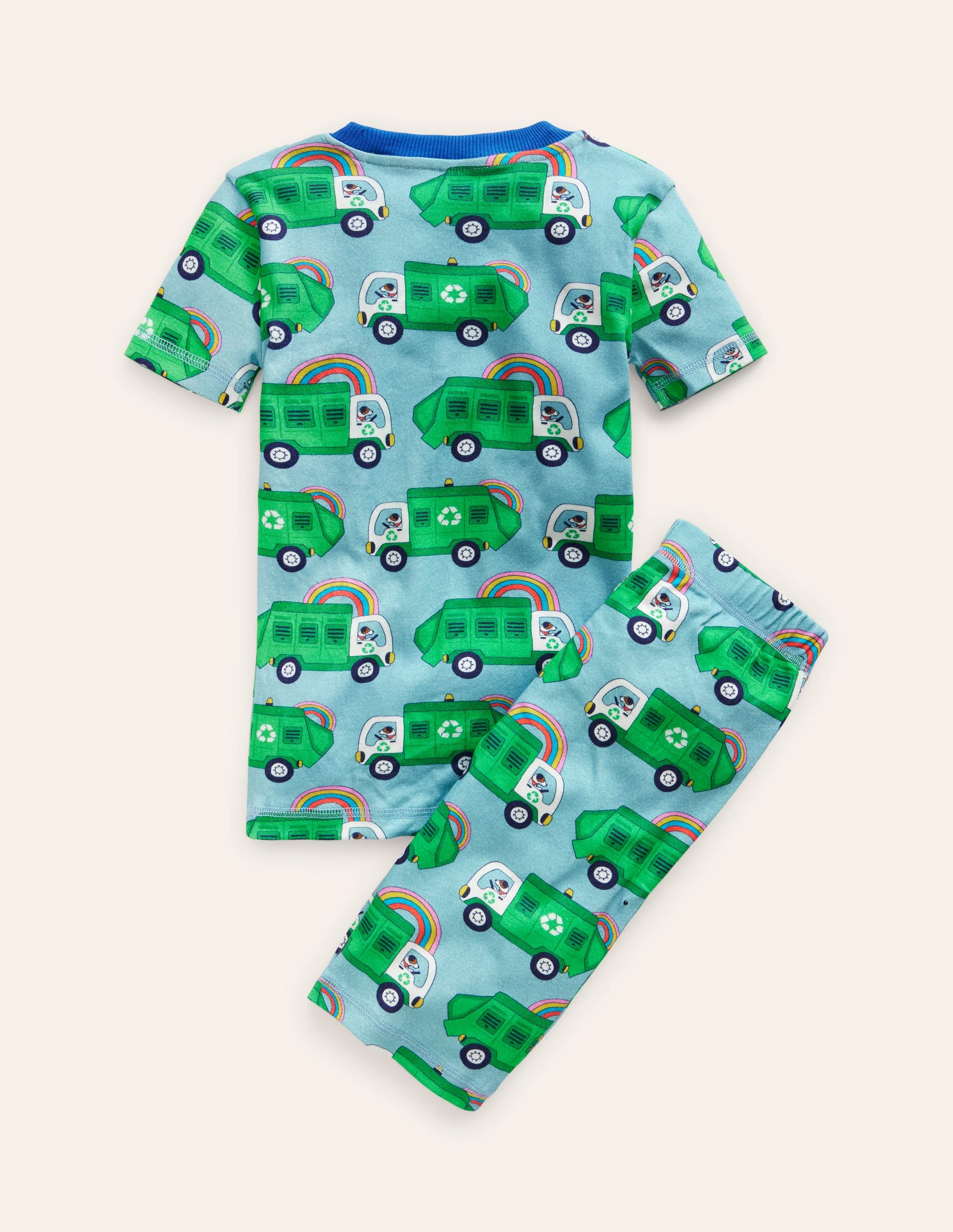 Snug Short John Pajamas-Green Recycling Trucks - Image 2