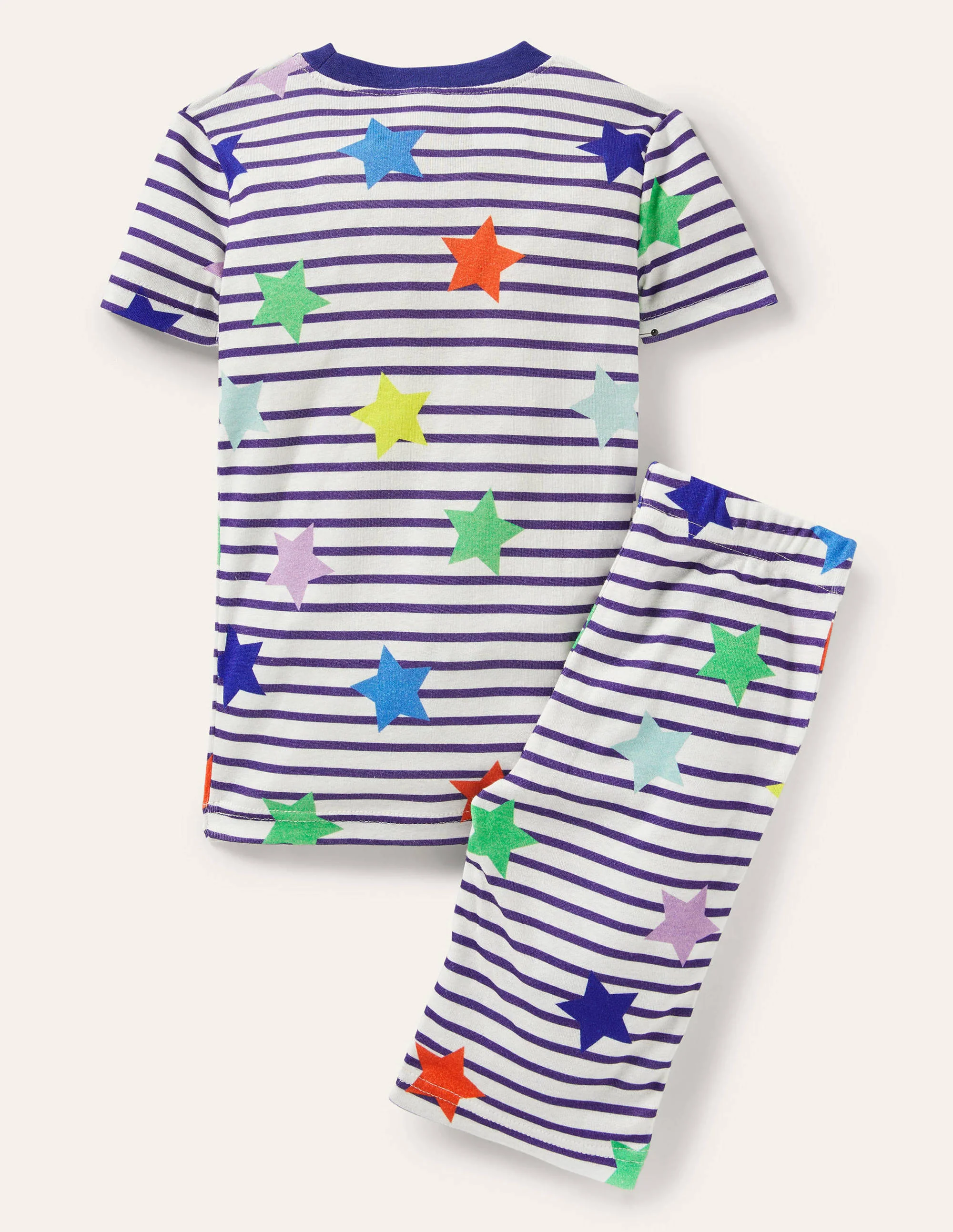 Snug Short John Pajamas-Multi Star Stripe - Image 2