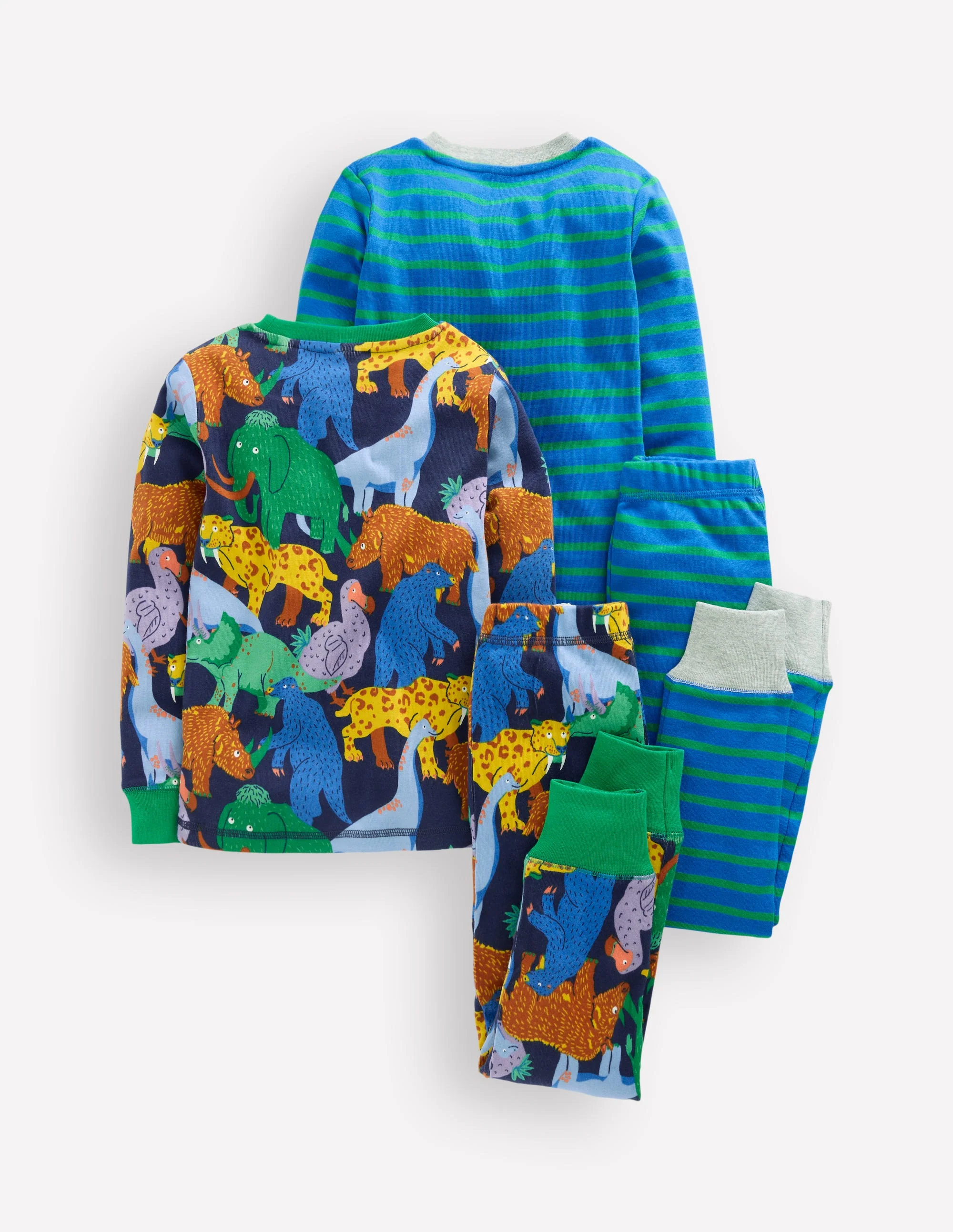 Snug Twin Pack Pajamas-Prehistoric Animals and Stripe - Image 2