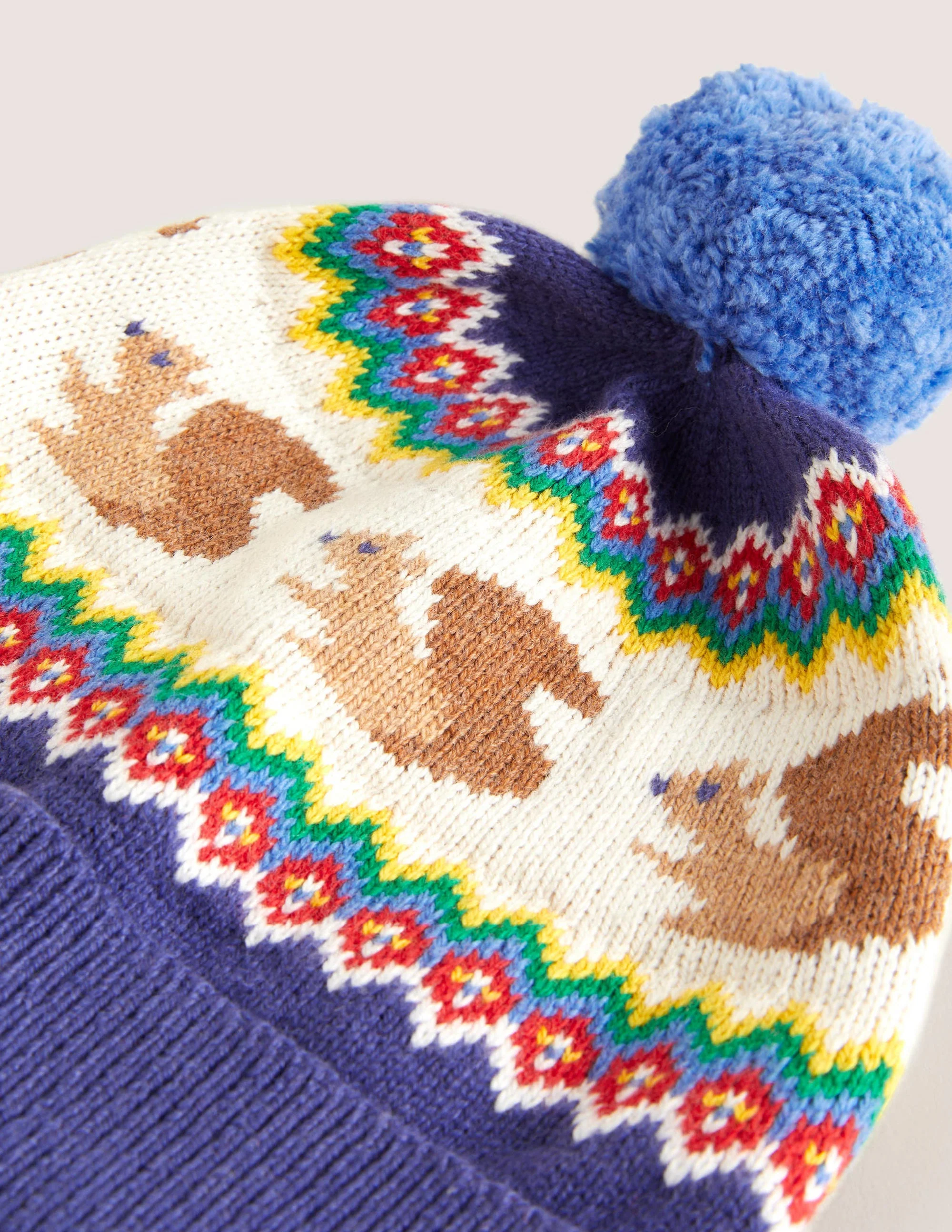 Squirrel Fair Isle Hat-Navy - Image 2