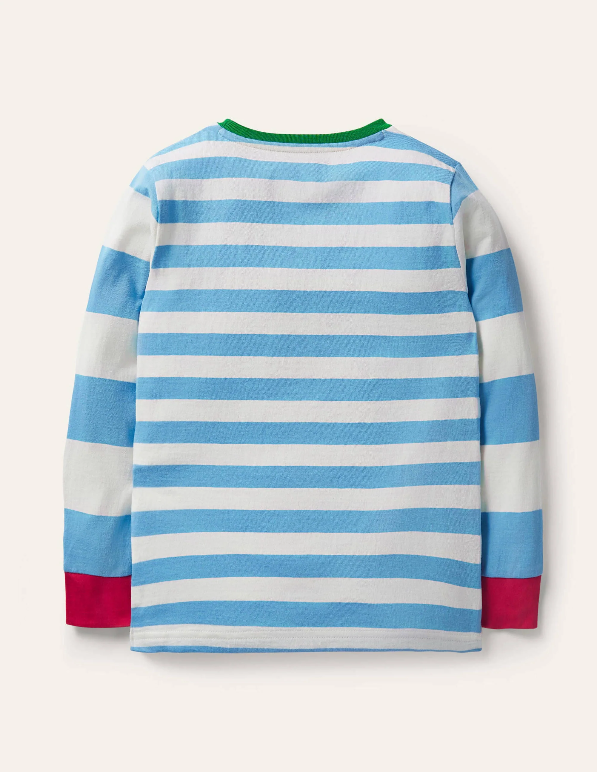 Stripe Animal Appliqué T-shirt-Surfboard Blue/Ivory Guinea - Image 2
