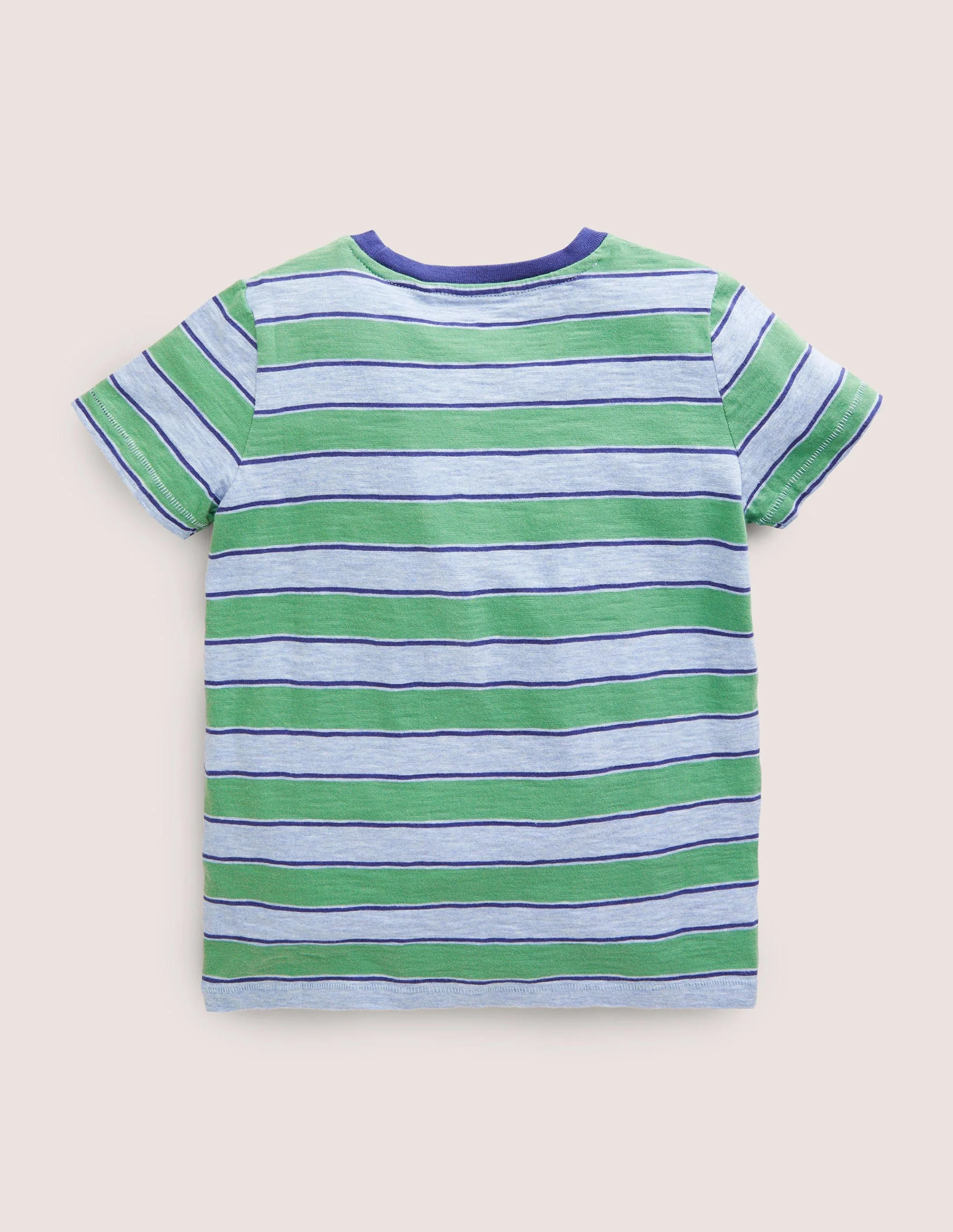 Striped Washed Slub T-shirt-Deep Grass Green/Blue Marl - Image 2