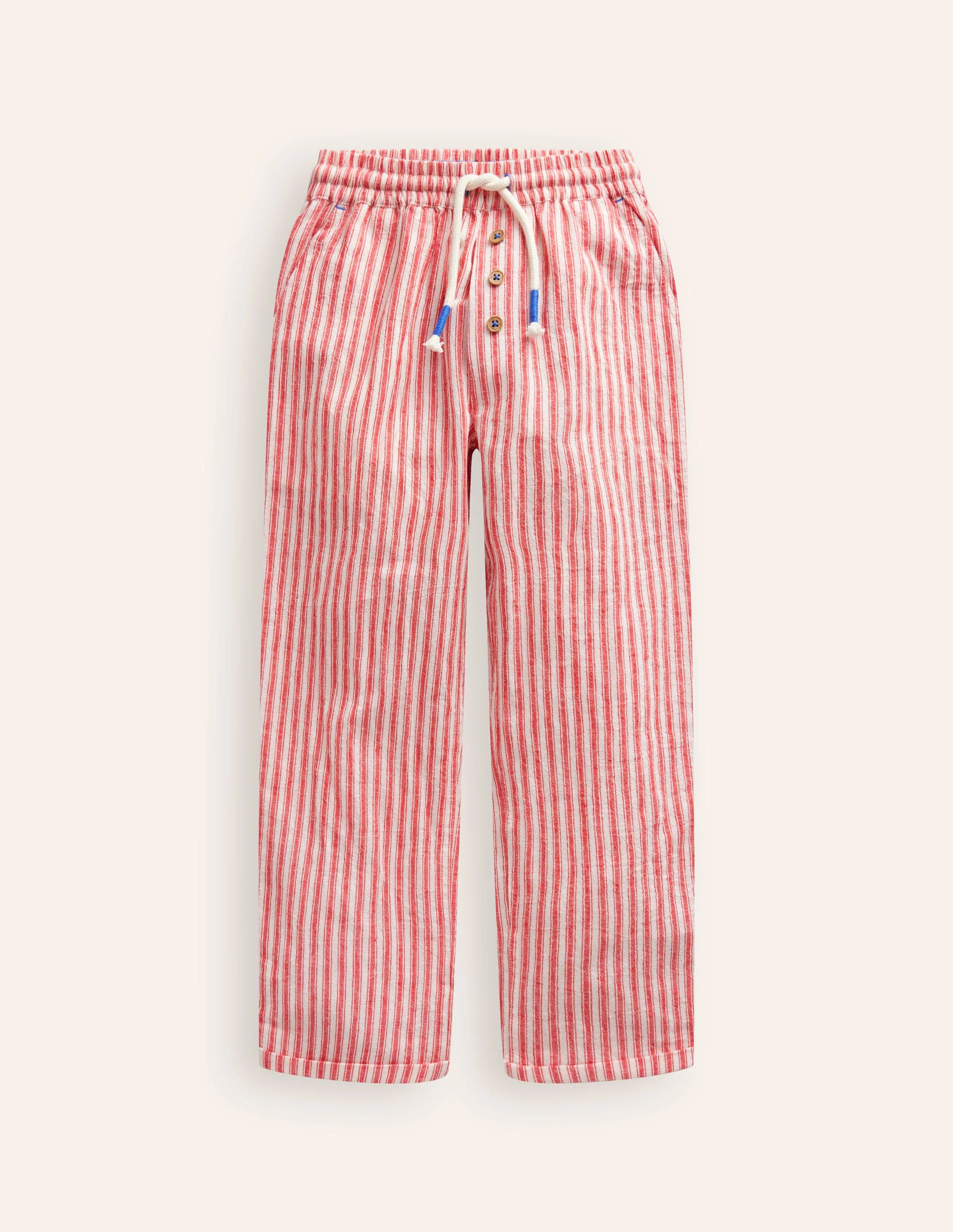 Summer Pull-On Pants-Strawberry Tart Red Ticking