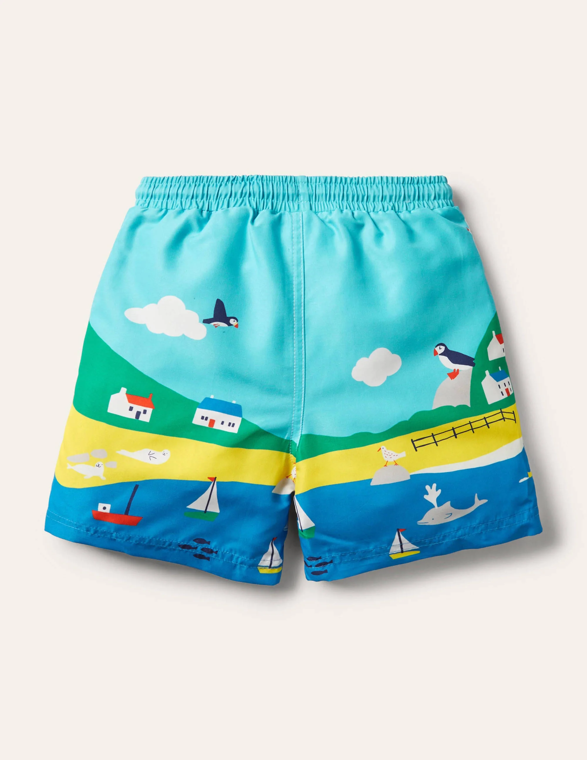 Swim Trunks-Aqua Blue Puffins - Image 2