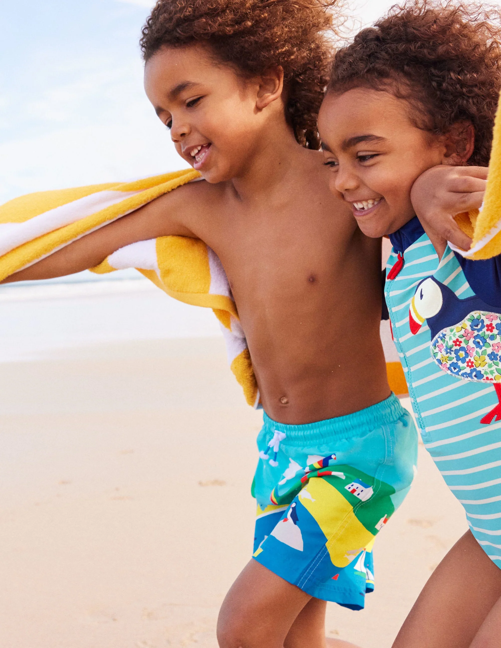 Swim Trunks-Aqua Blue Puffins - Image 4