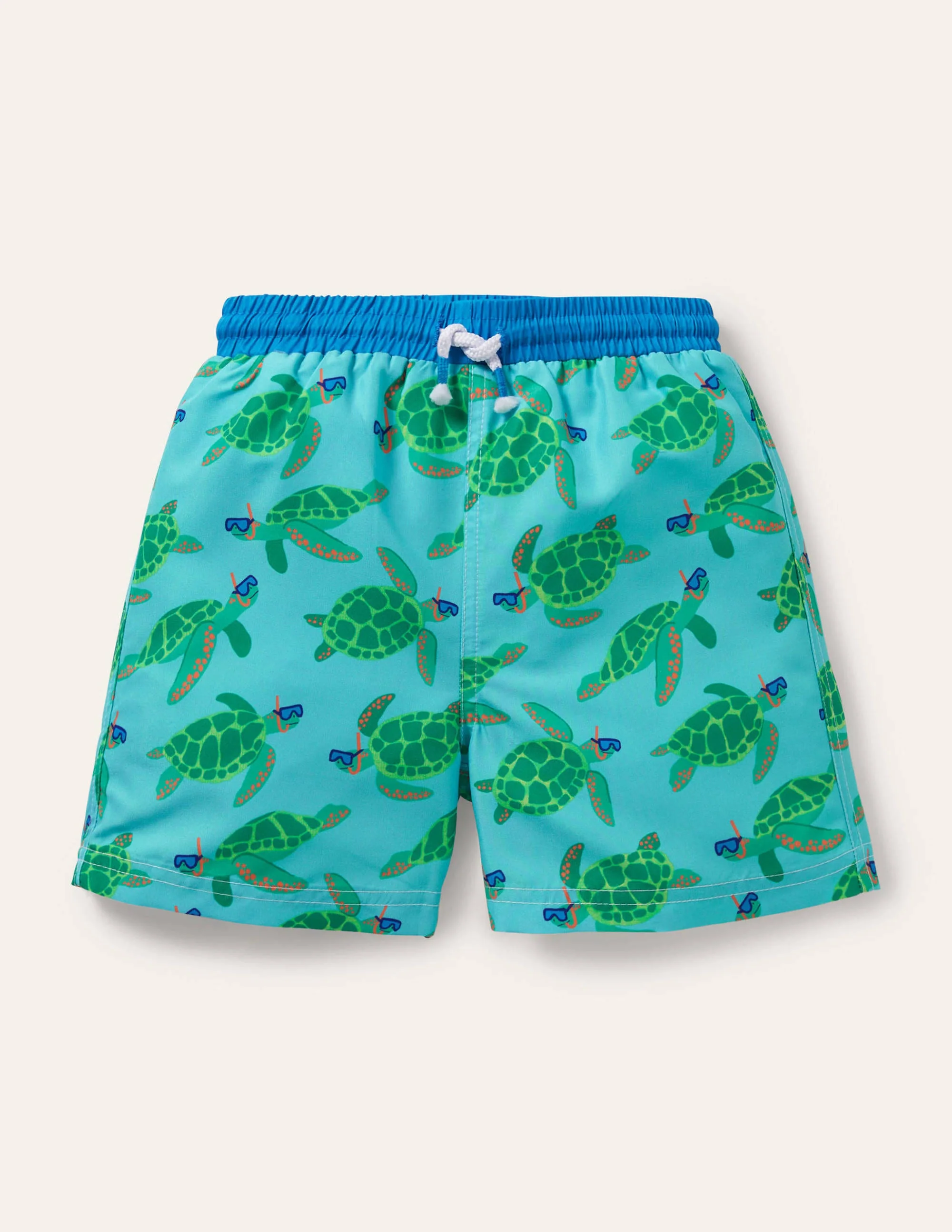 Swim Trunks-Aqua Blue Turtles