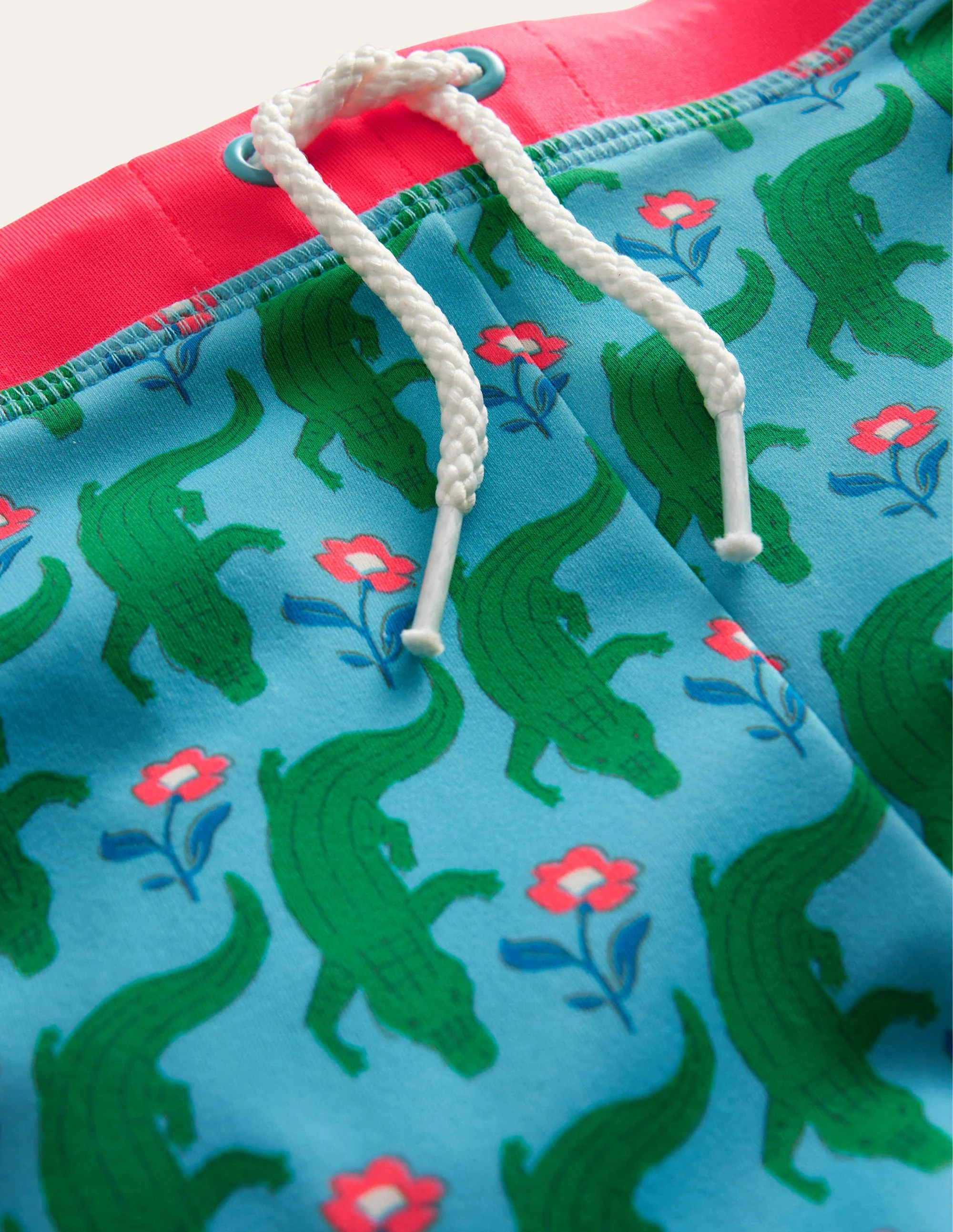 Swim Trunks B1815-Aqua Crocodile Woodblock - Image 3