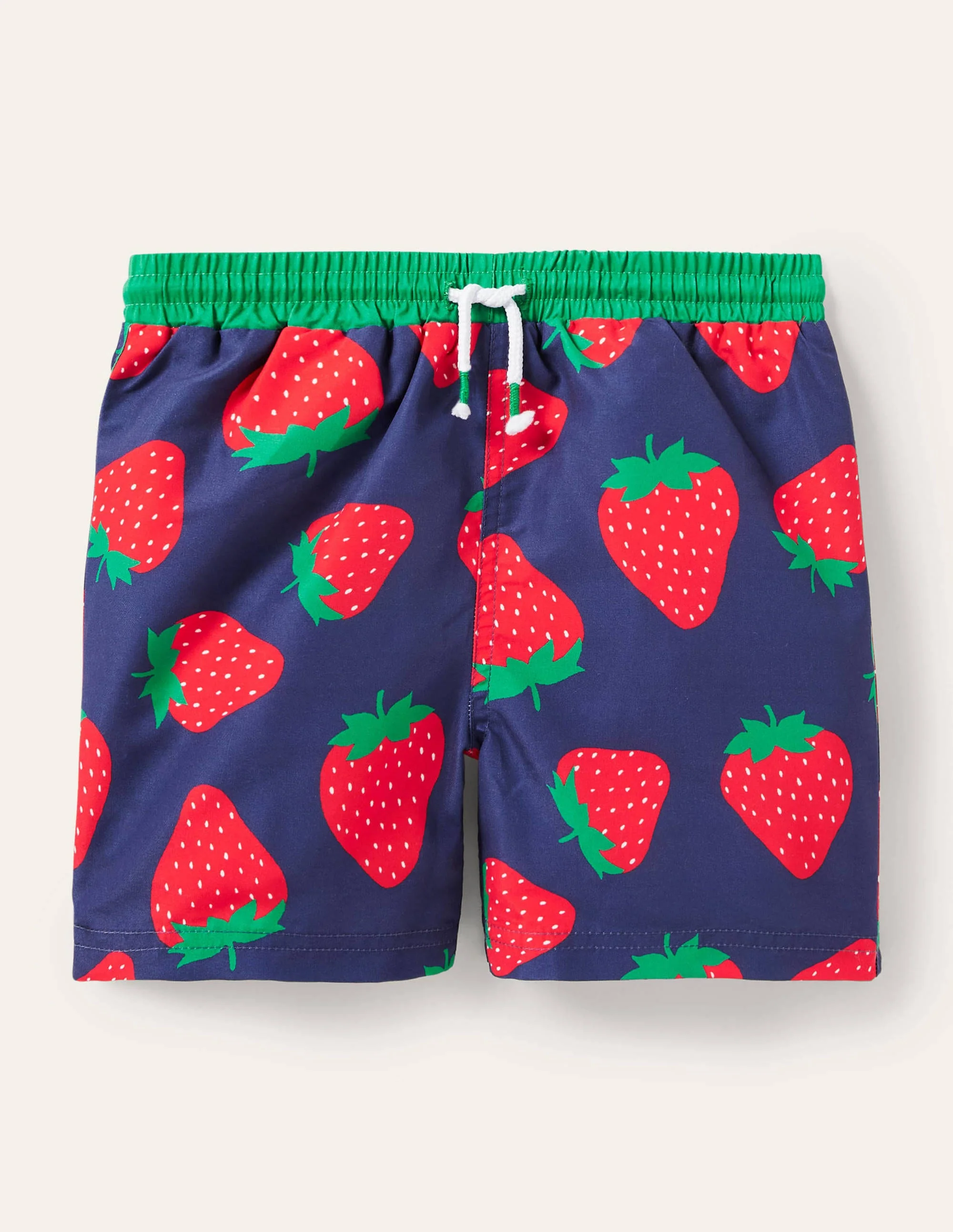 Swim Trunks-College Navy Strawberry