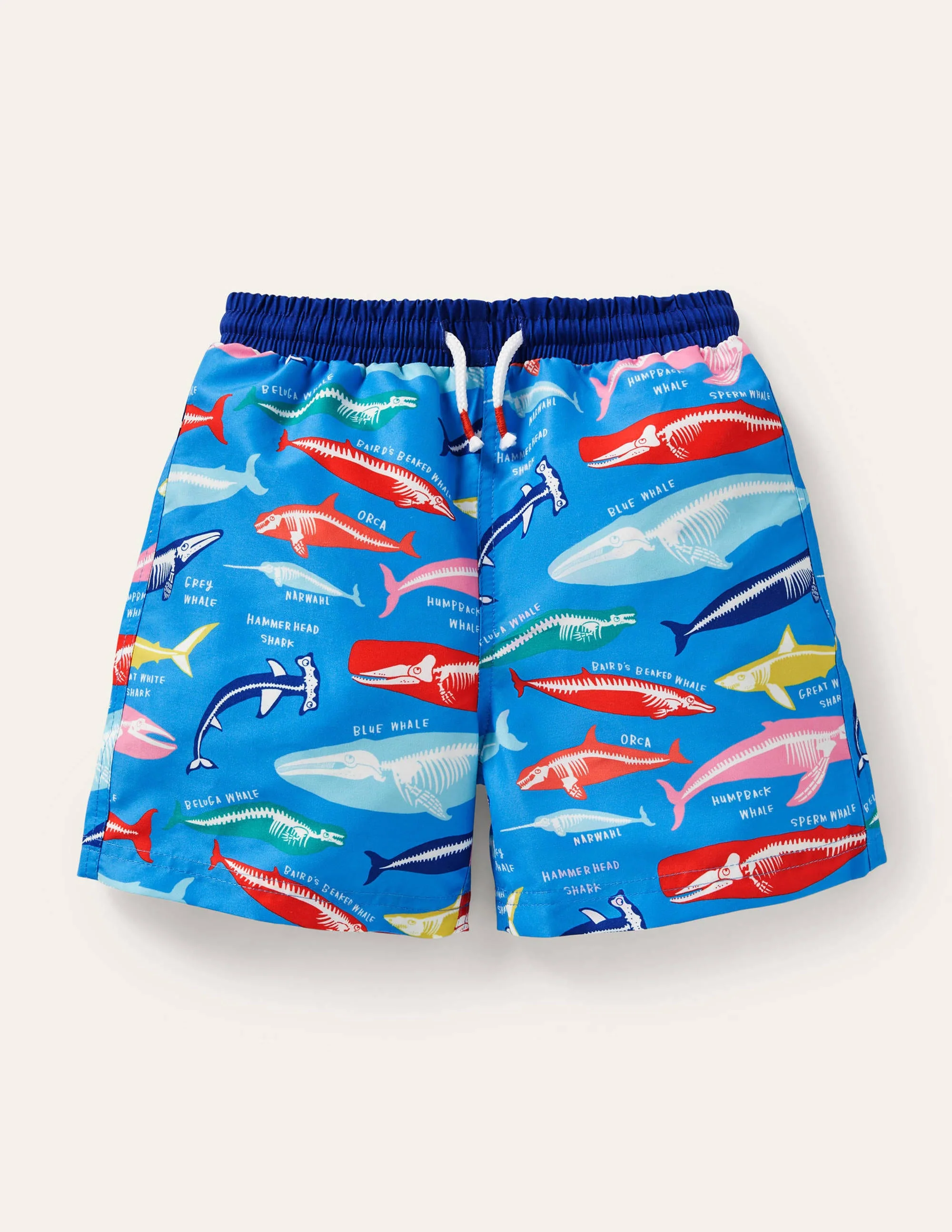 Swim Trunks-Malibu Blue, Whale Bones