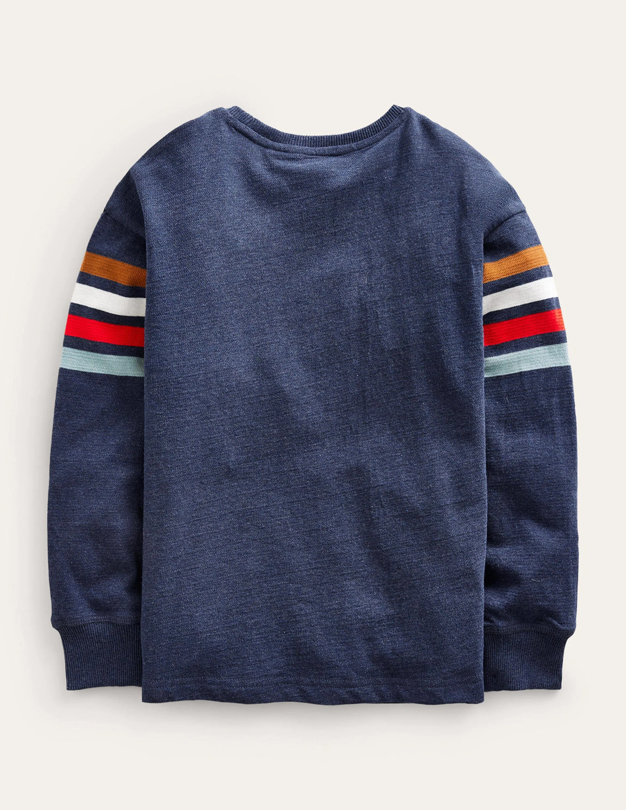 Textured Chest Stripe T-shirt-Navy Marl - Image 2