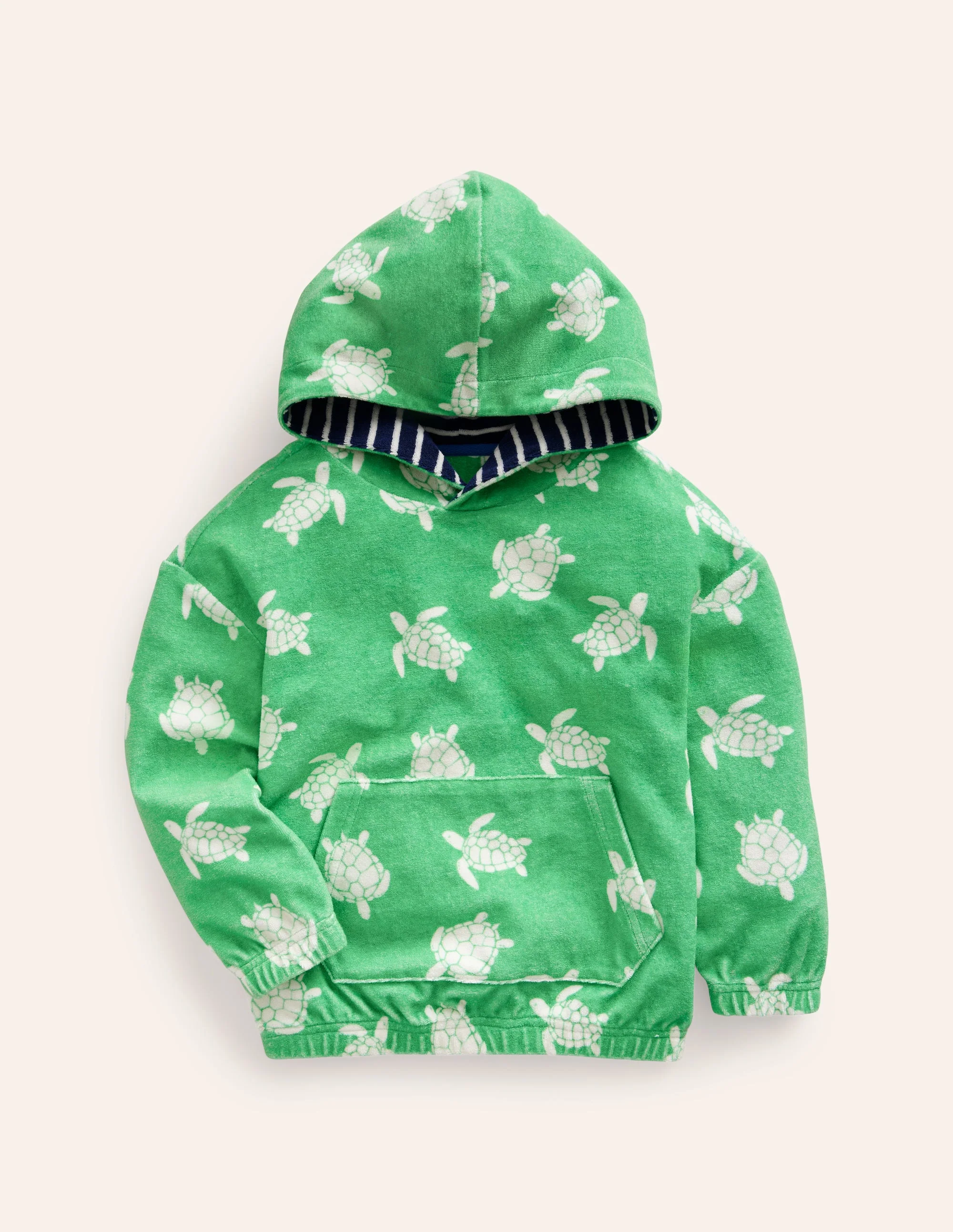 Towelling Hoodie-Pea Green Turtles