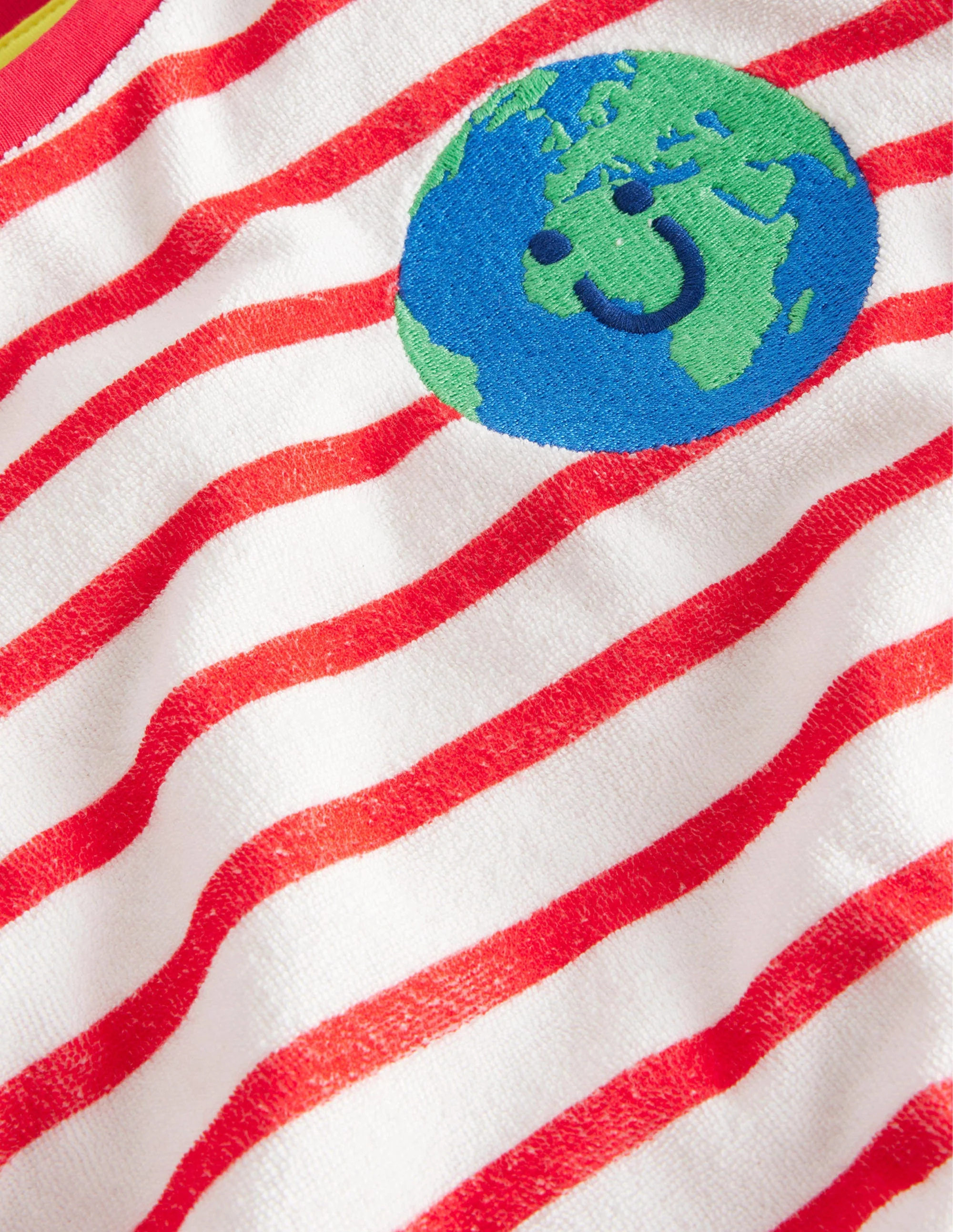 Towelling Logo T-shirt-Ivory/Red - Image 3